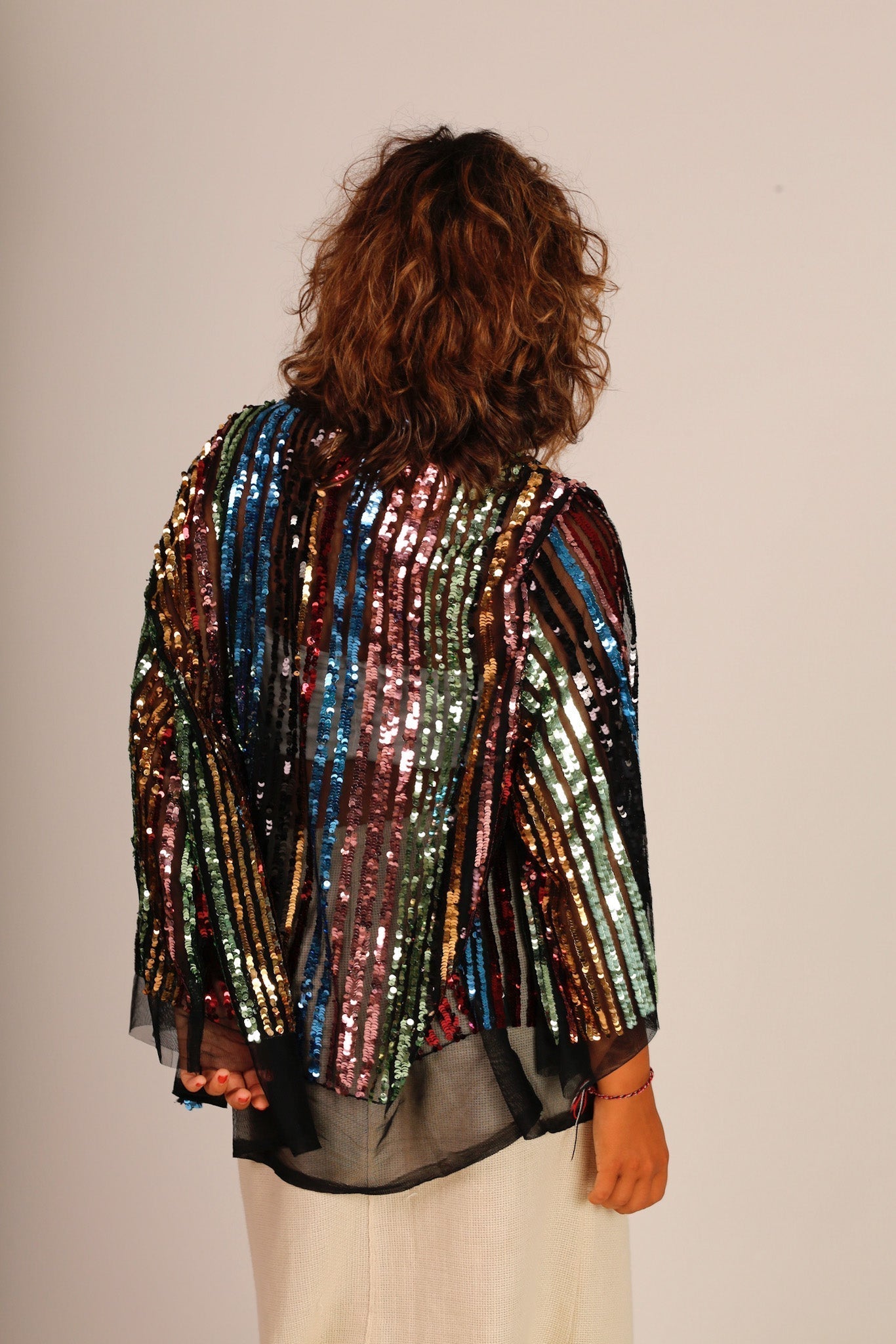 SEQUIN EMBROIDERED CHIFFON SILK SHORT KIMONO - MOMO STUDIO BERLIN - Berlin Concept Store - sustainable & ethical fashion