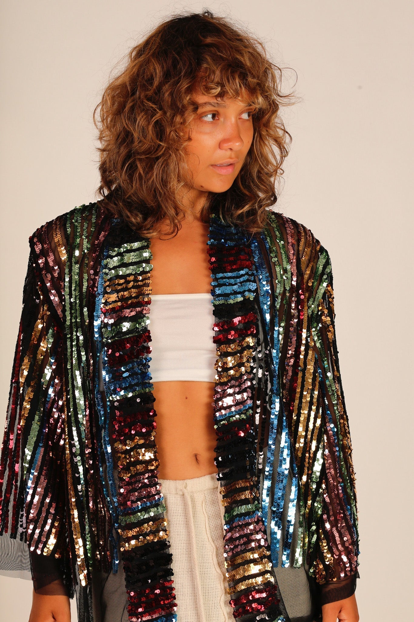 SEQUIN EMBROIDERED CHIFFON SILK SHORT KIMONO - MOMO STUDIO BERLIN - Berlin Concept Store - sustainable & ethical fashion