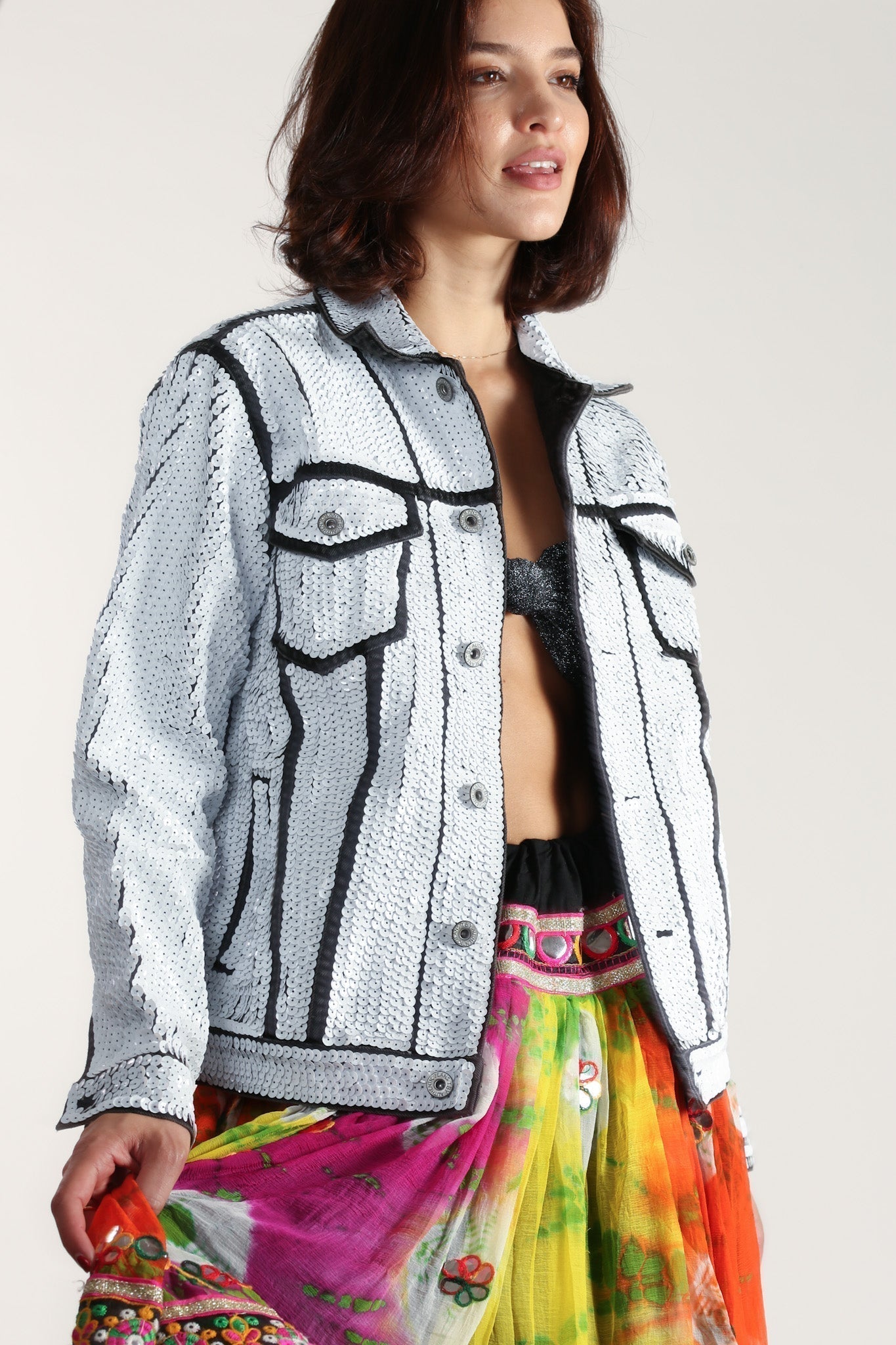 SEQUIN EMBROIDERED DENIM JACKET DEMI - MOMO STUDIO BERLIN - Berlin Concept Store - sustainable & ethical fashion