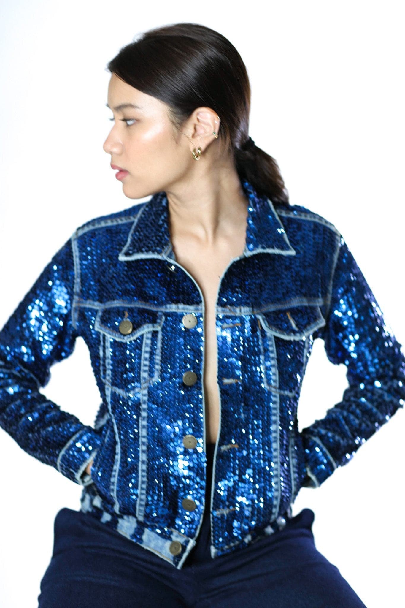 SEQUIN EMBROIDERED DENIM JACKET DEMI - MOMO STUDIO BERLIN - Berlin Concept Store - sustainable & ethical fashion