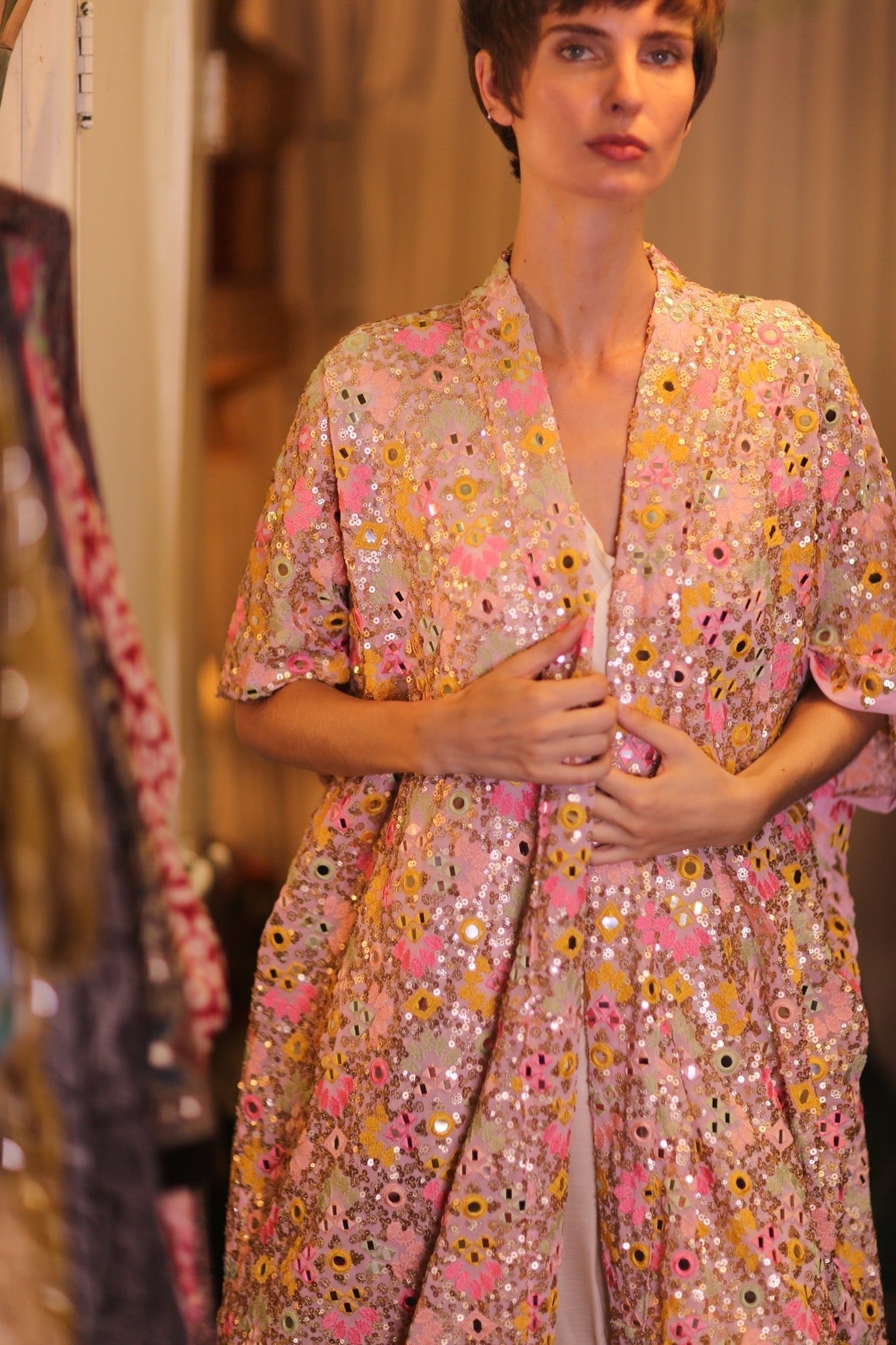 SEQUIN EMBROIDERED KIMONO WINTHA - MOMO STUDIO BERLIN - Berlin Concept Store - sustainable & ethical fashion