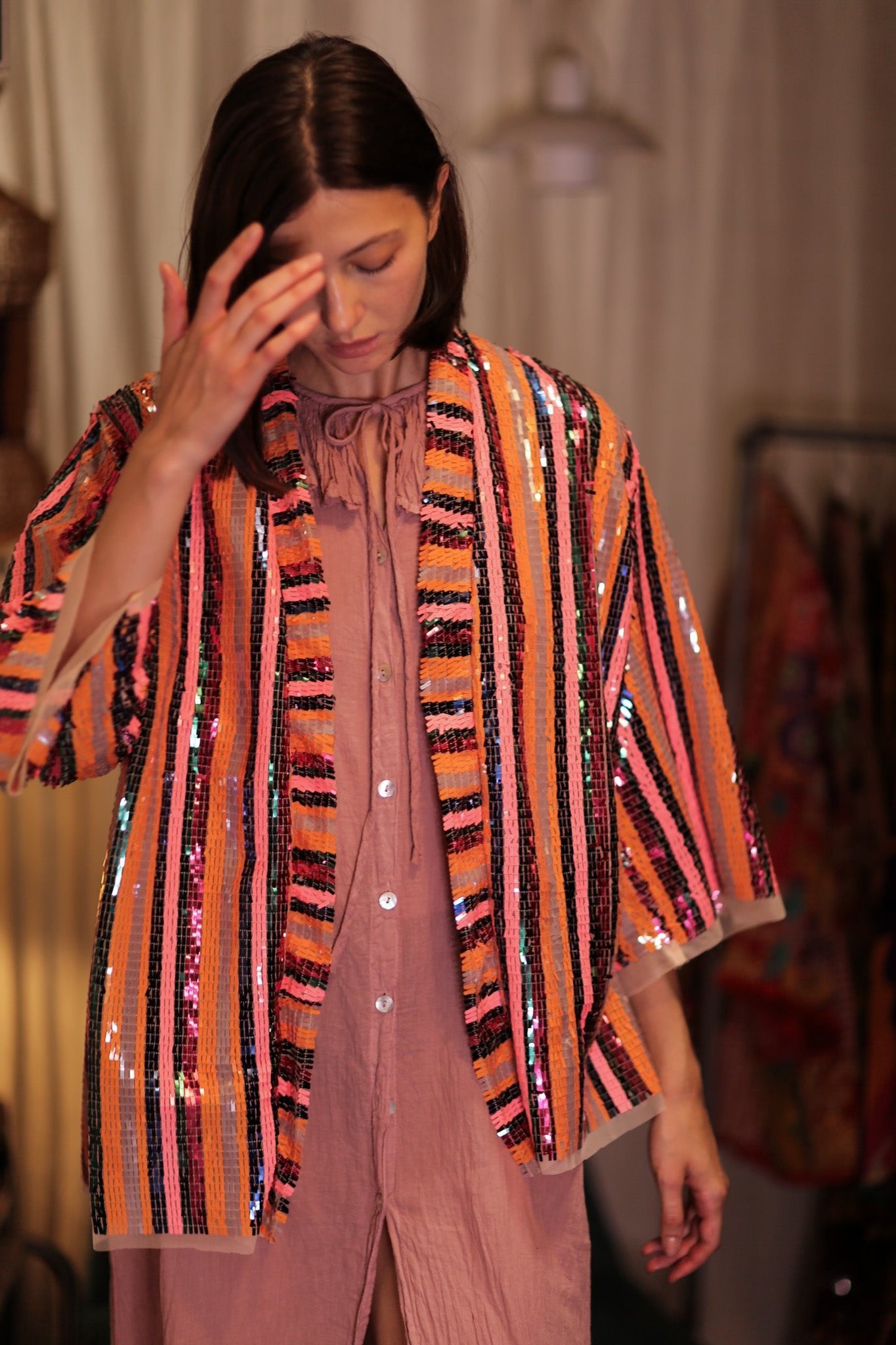 SEQUIN EMBROIDERED SHORT KIMONO UMRA - MOMO STUDIO BERLIN - Berlin Concept Store - sustainable & ethical fashion