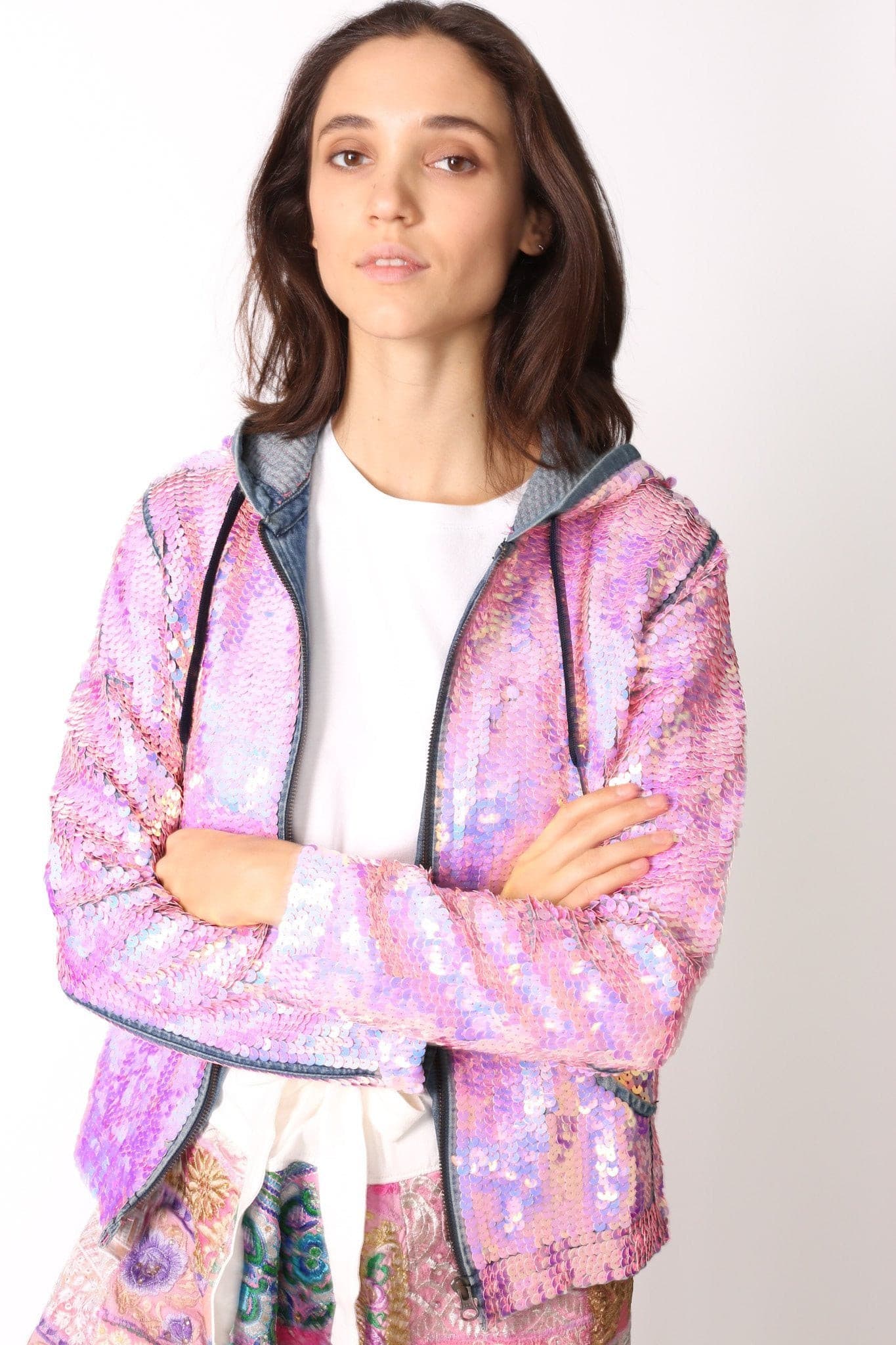 SEQUIN HOODIE DENIM JACKET - MOMO STUDIO BERLIN - Berlin Concept Store - sustainable & ethical fashion