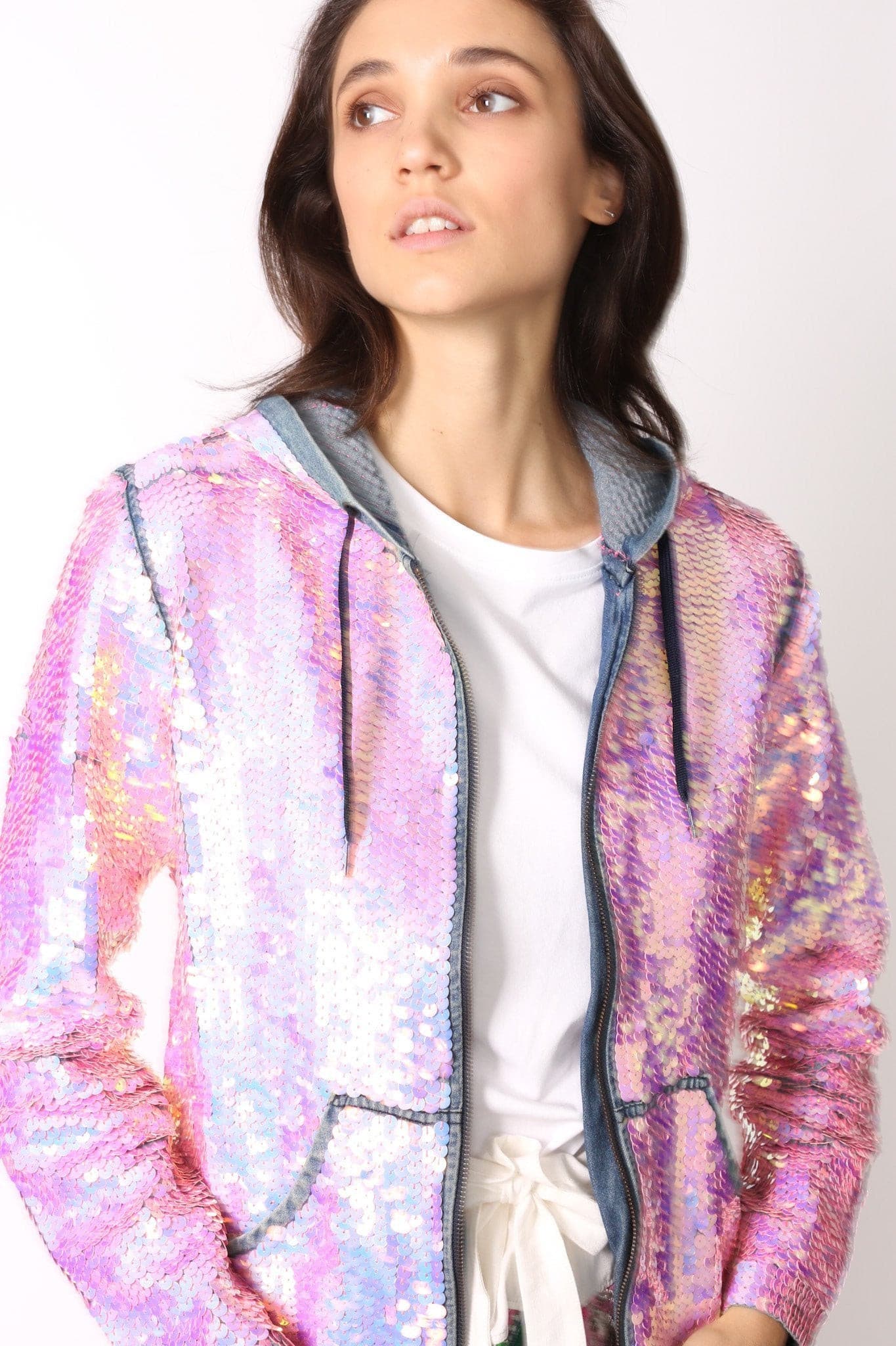 SEQUIN HOODIE DENIM JACKET - MOMO STUDIO BERLIN - Berlin Concept Store - sustainable & ethical fashion