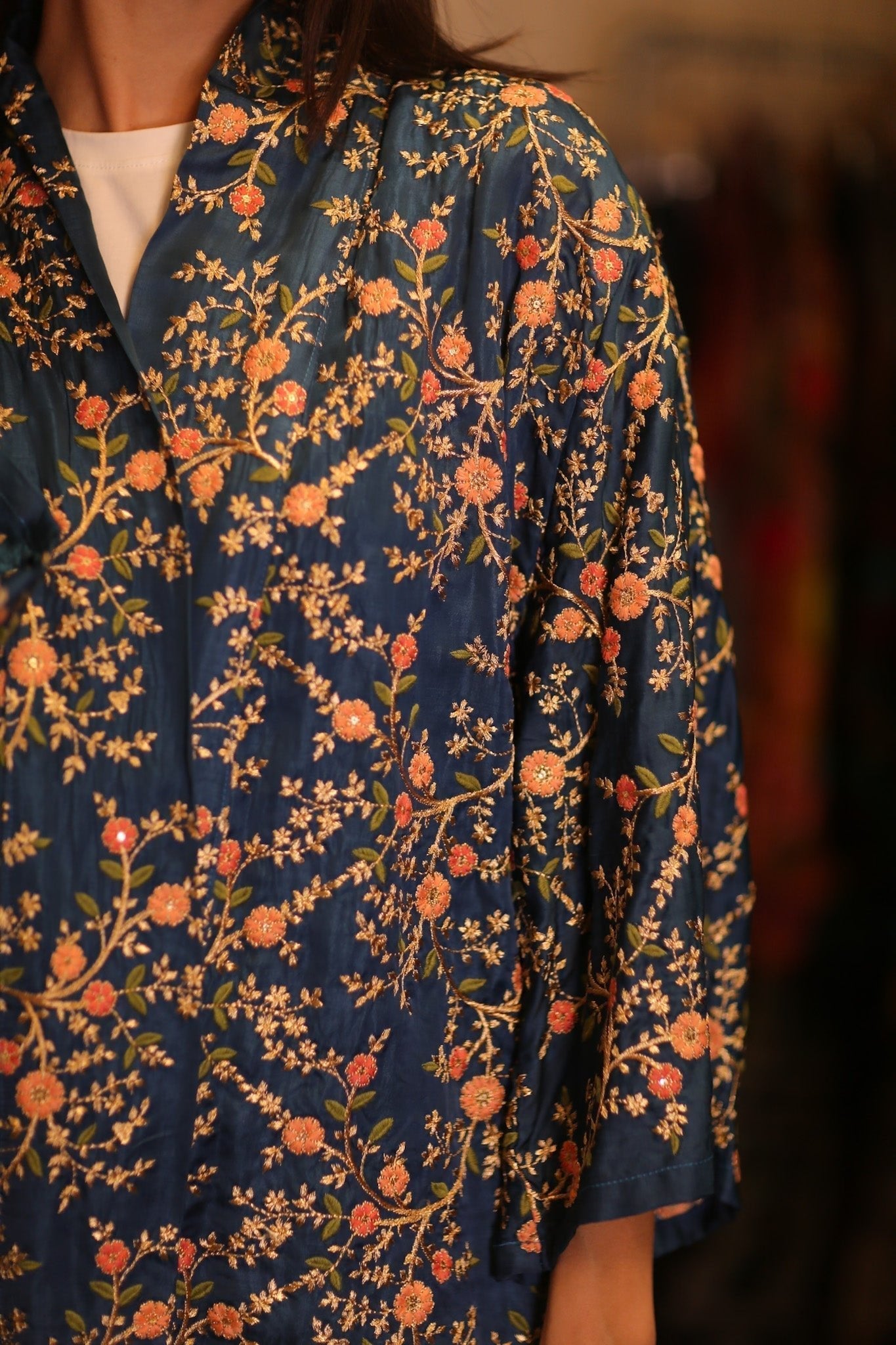 SHORT EMBROIDERED SILK KIMONO ANNA - MOMO STUDIO BERLIN - Berlin Concept Store - sustainable & ethical fashion