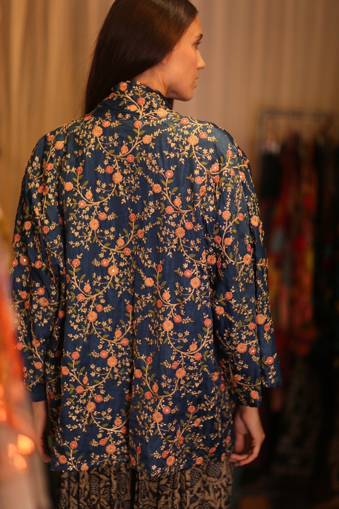 SHORT EMBROIDERED SILK KIMONO ANNA - MOMO STUDIO BERLIN - Berlin Concept Store - sustainable & ethical fashion