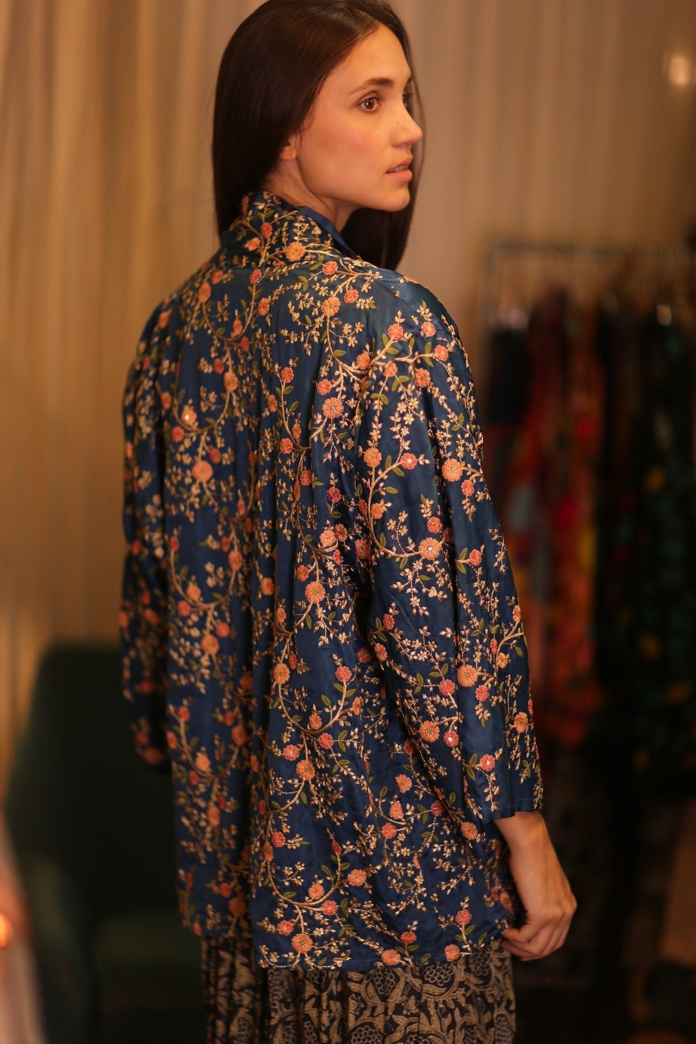 SHORT EMBROIDERED SILK KIMONO ANNA - MOMO STUDIO BERLIN - Berlin Concept Store - sustainable & ethical fashion