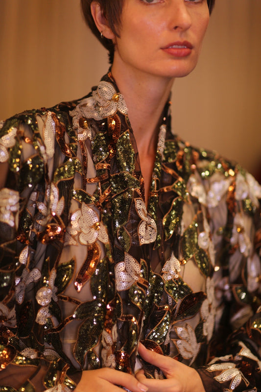 SHORT SILK KIMONO EMERALD - MOMO STUDIO BERLIN - Berlin Concept Store - sustainable & ethical fashion