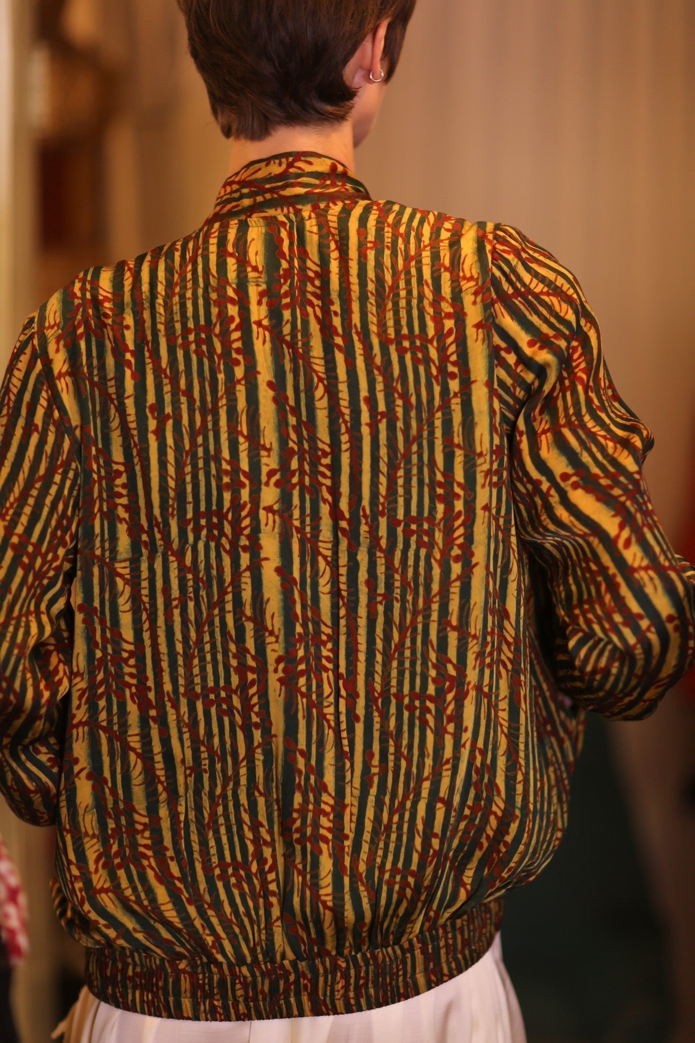 SILK BOMBER JACKET ANCHA BAMREST - BANGKOK TAILOR CLOTHING STORE - HANDMADE CLOTHING