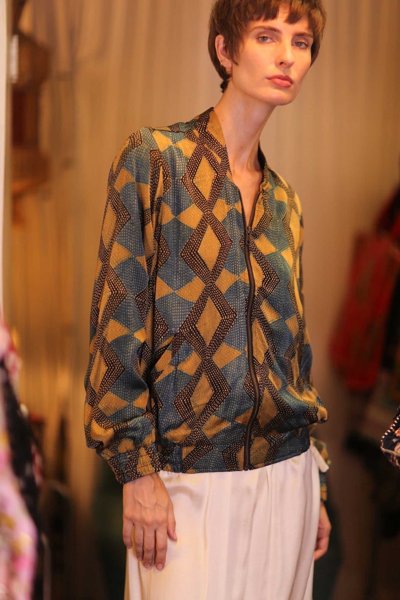 SILK BOMBER JACKET ANCHA EDEN - BANGKOK TAILOR CLOTHING STORE - HANDMADE CLOTHING