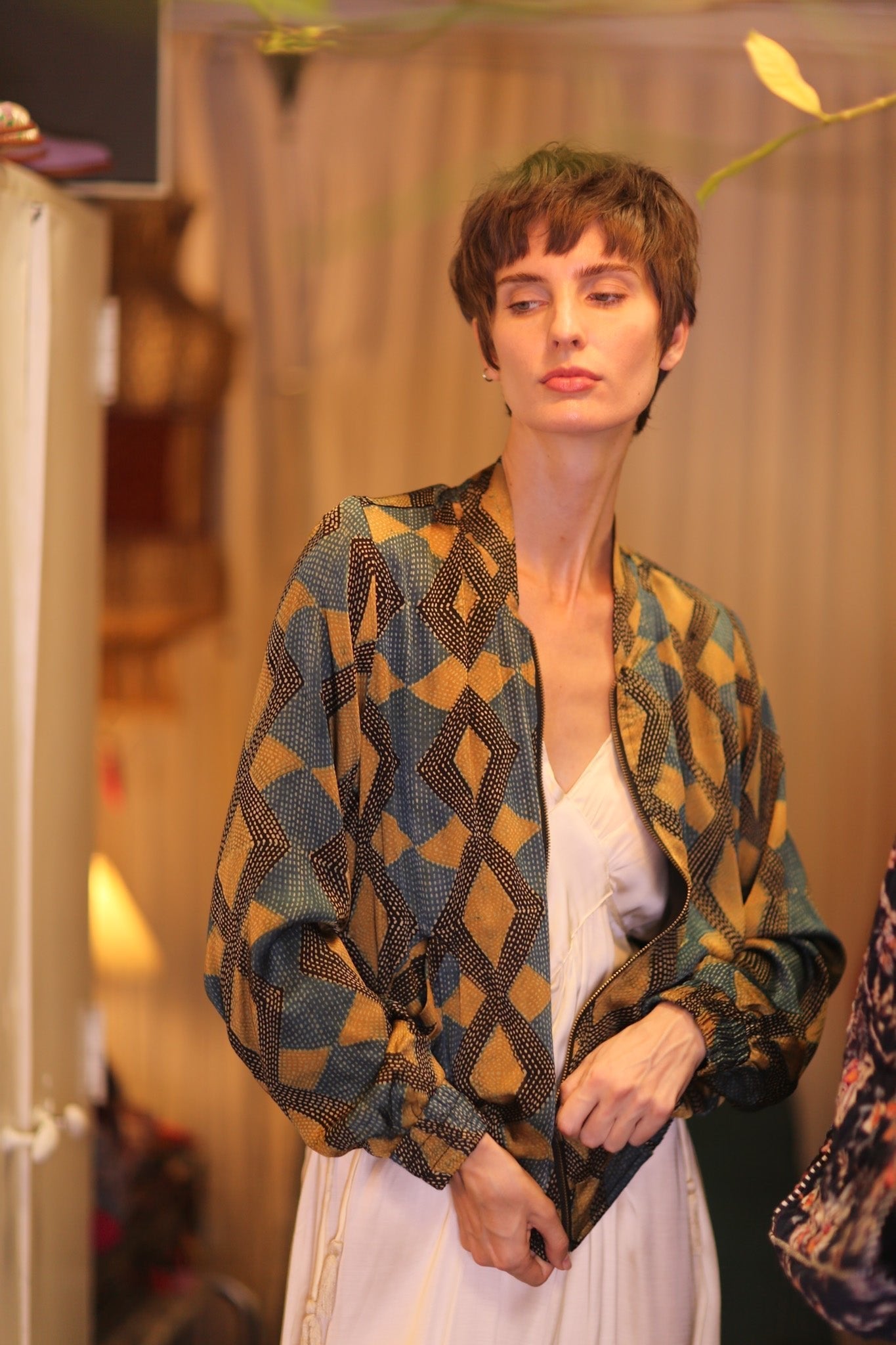 SILK BOMBER JACKET ANCHA EDEN - BANGKOK TAILOR CLOTHING STORE - HANDMADE CLOTHING