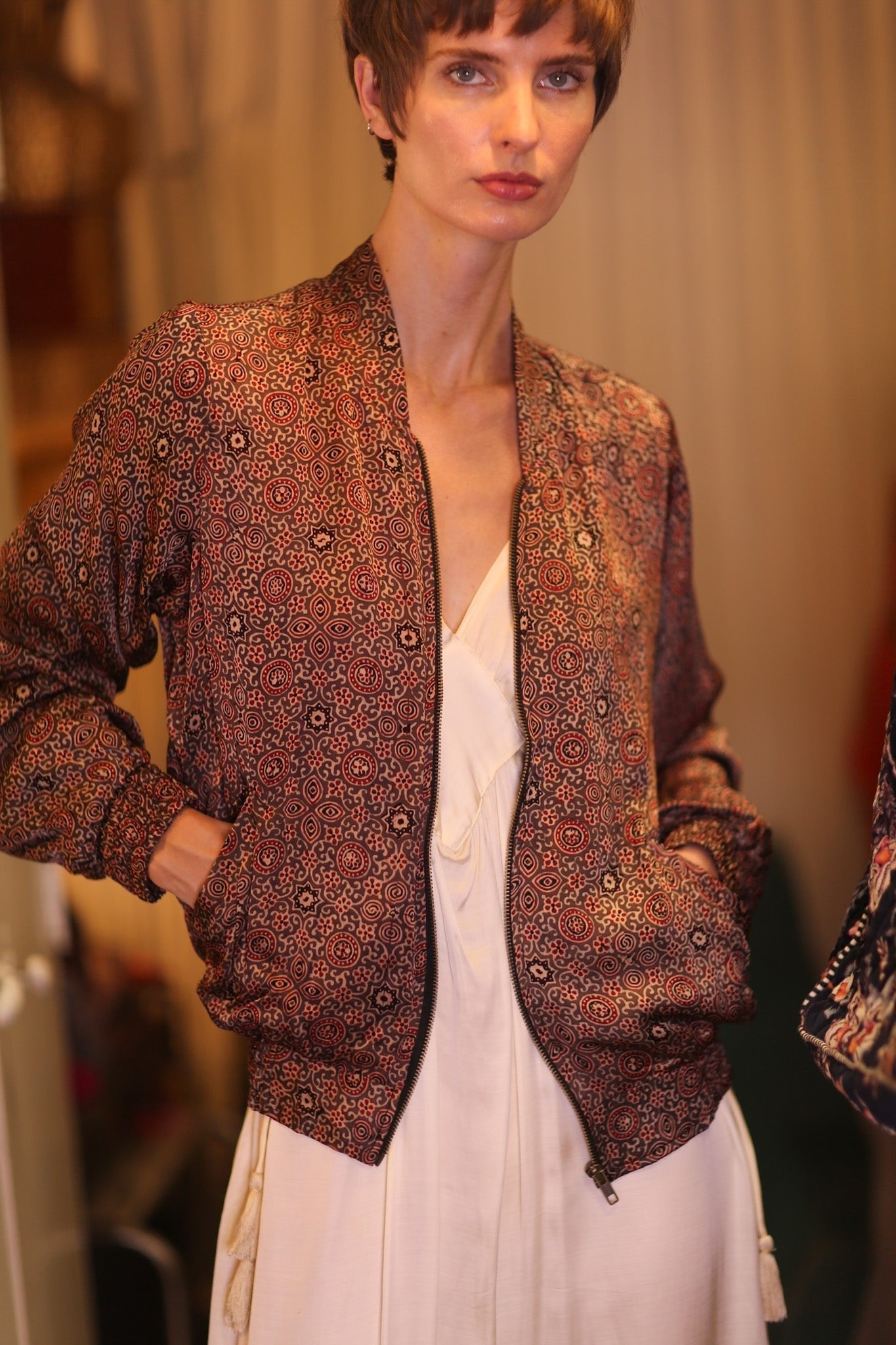 SILK BOMBER JACKET ANCHA KANON - BANGKOK TAILOR CLOTHING STORE - HANDMADE CLOTHING