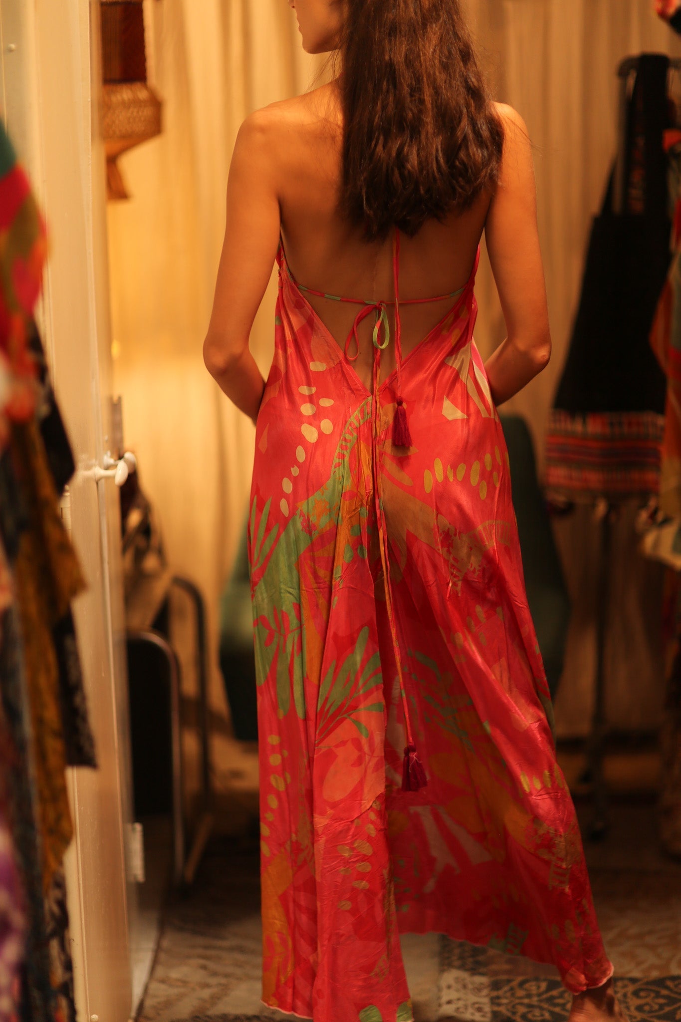 SILK DRESS HANNAH PINK JUNGLE - MOMO STUDIO BERLIN - Berlin Concept Store - sustainable & ethical fashion