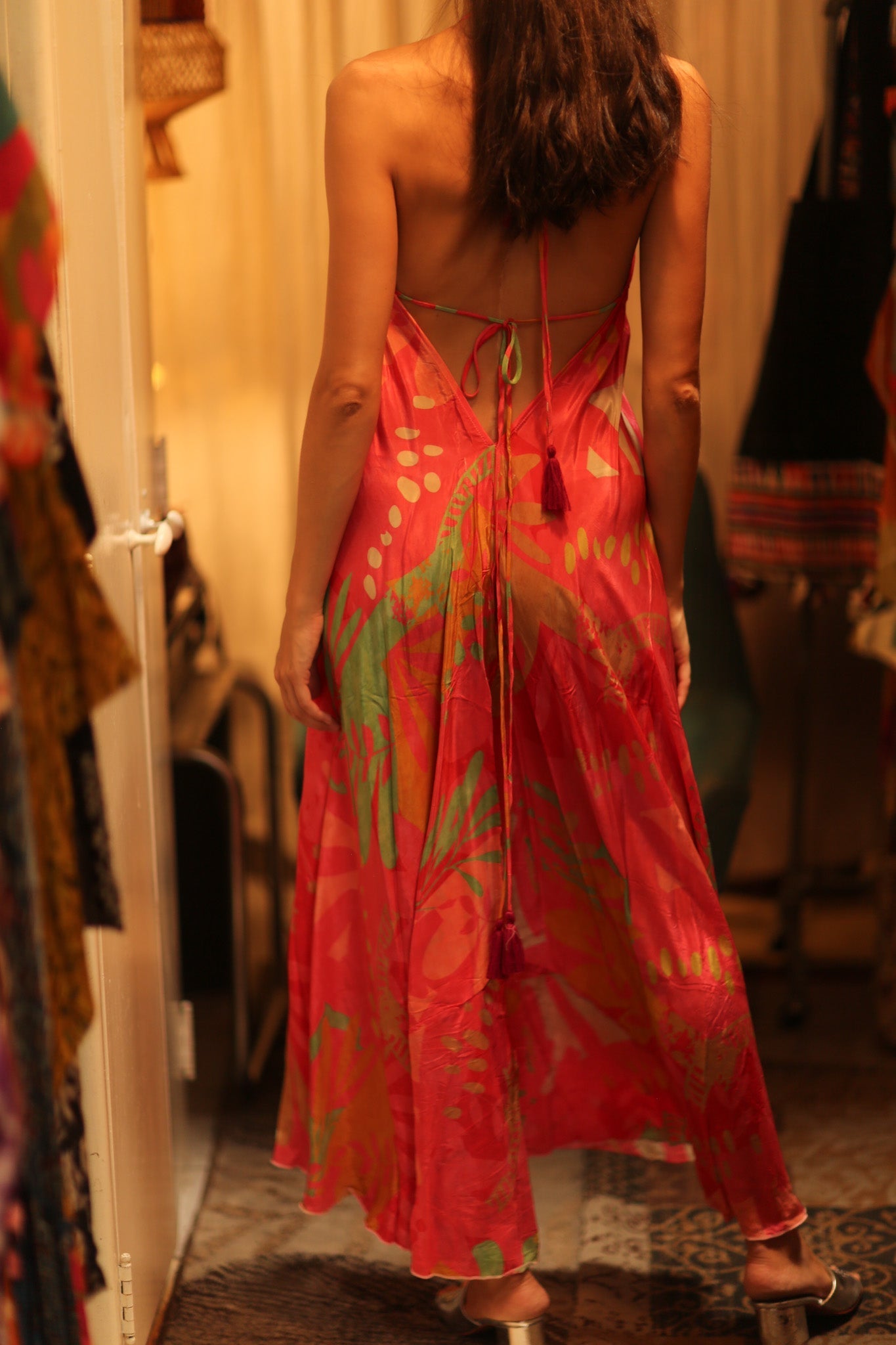 SILK DRESS HANNAH PINK JUNGLE - MOMO STUDIO BERLIN - Berlin Concept Store - sustainable & ethical fashion