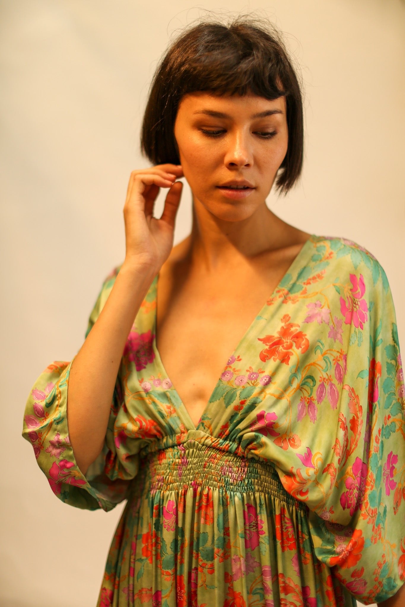 SILk DRESS PINA GREEN FLORAL - MOMO STUDIO BERLIN - Berlin Concept Store - sustainable & ethical fashion