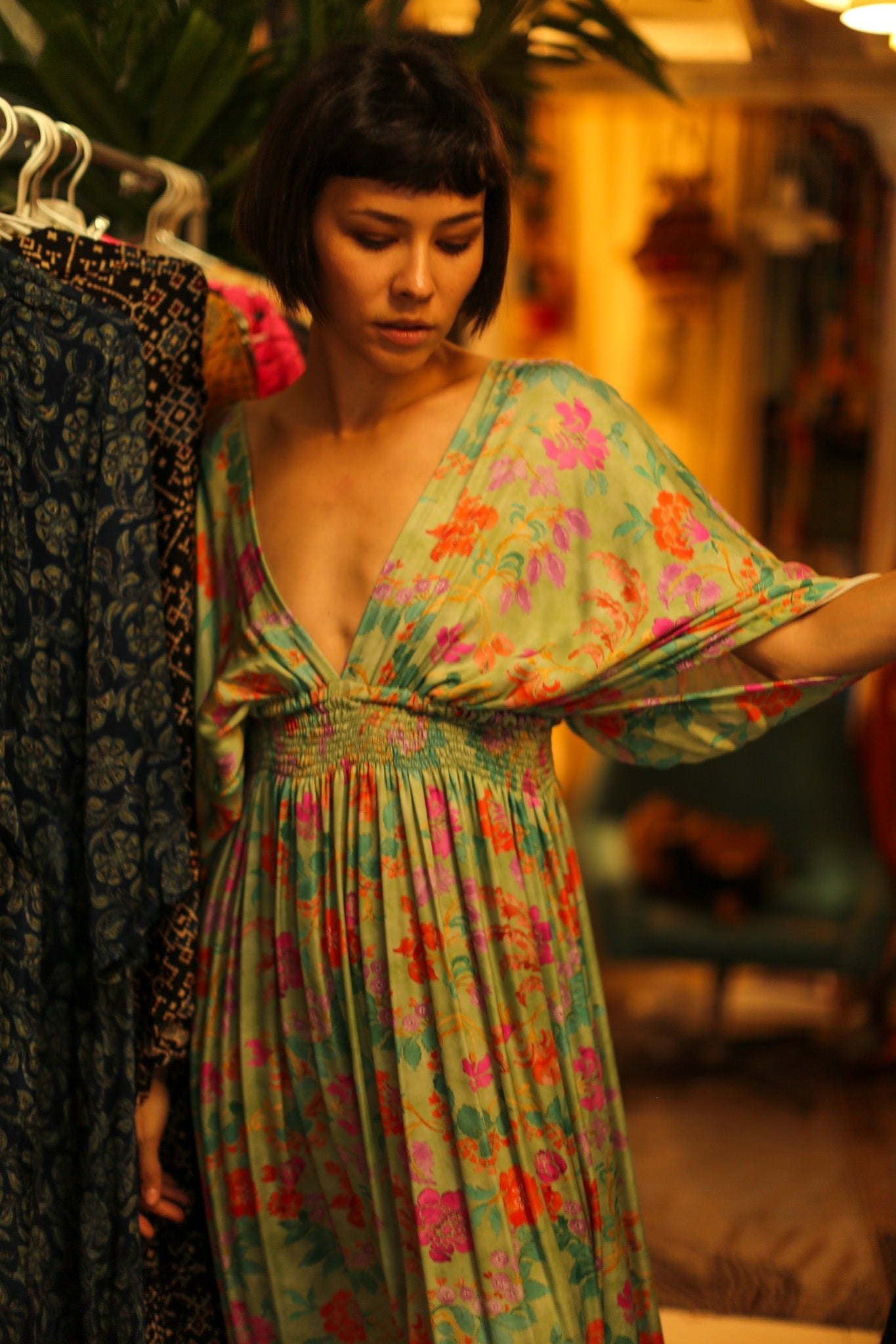 SILk DRESS PINA GREEN FLORAL - MOMO STUDIO BERLIN - Berlin Concept Store - sustainable & ethical fashion