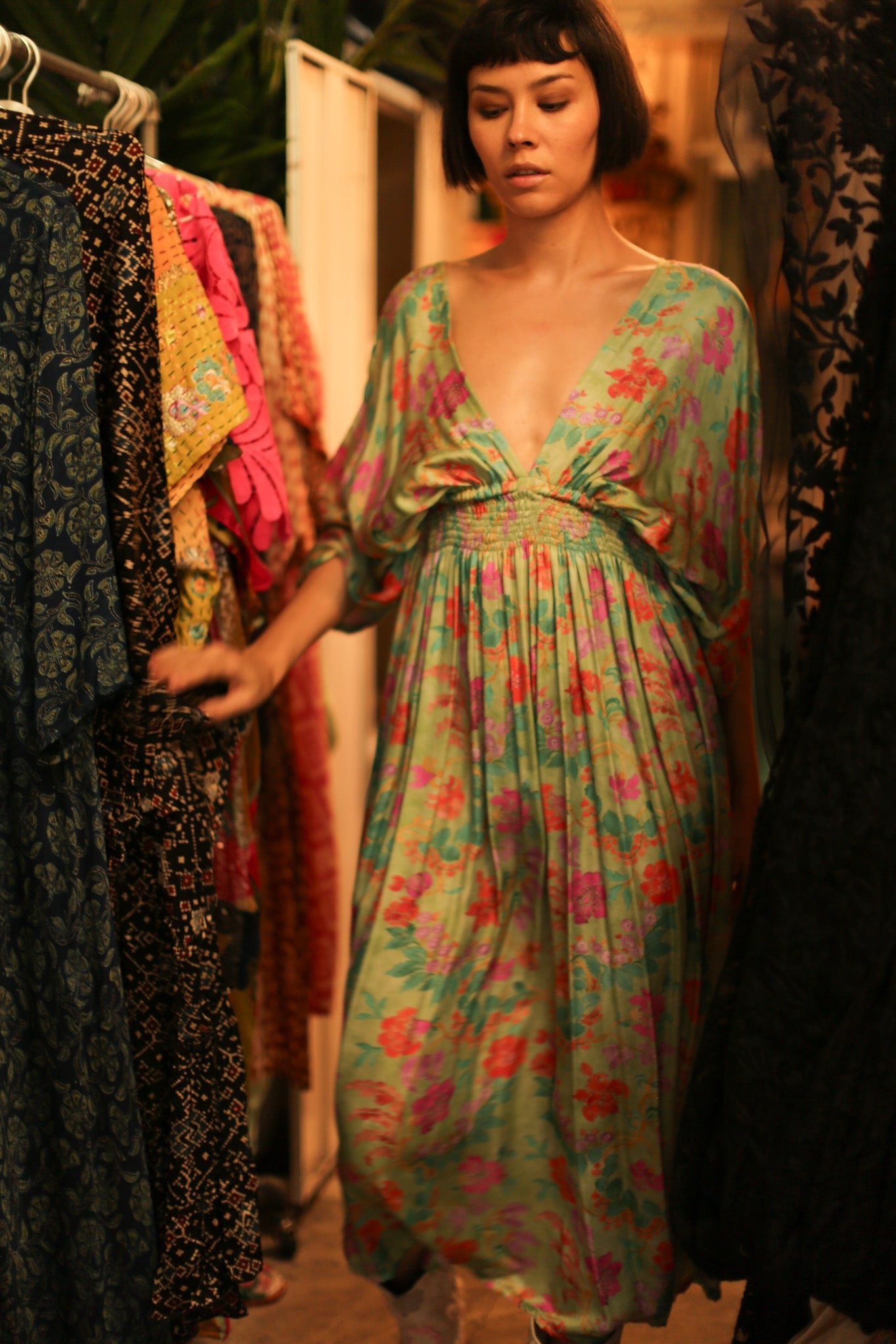 SILk DRESS PINA GREEN FLORAL - MOMO STUDIO BERLIN - Berlin Concept Store - sustainable & ethical fashion