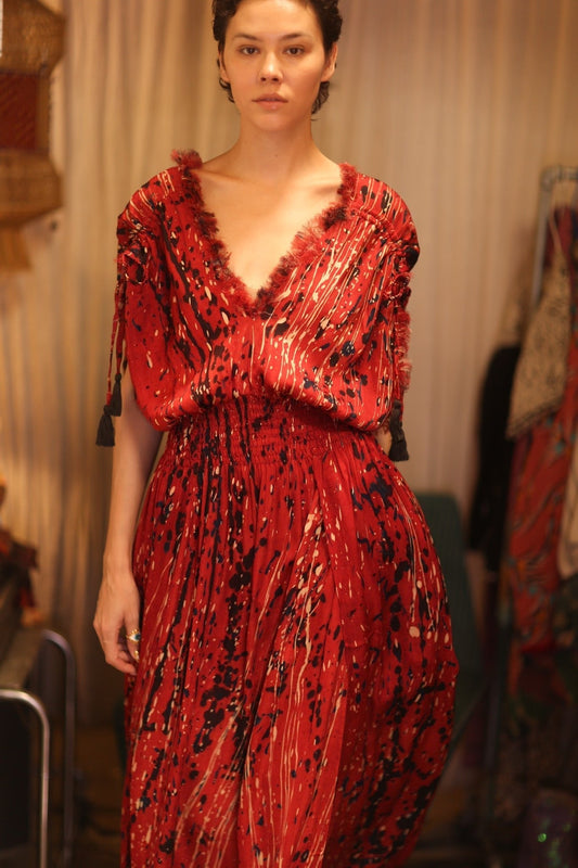 SILK DRESS SCARLETT SMYAN - sustainably made MOMO NEW YORK sustainable clothing, Boho Chic Dress slow fashion