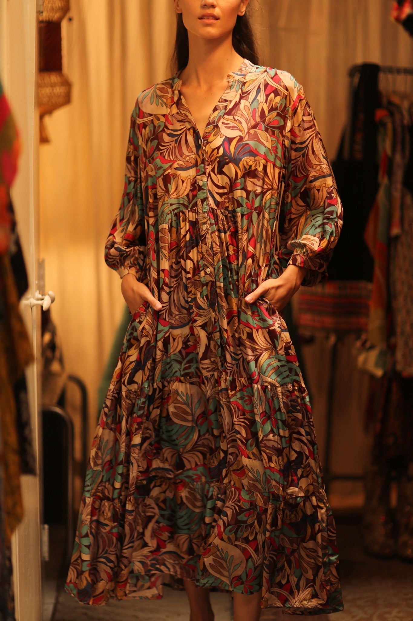 SILK DRESS SUSIE BROWN JUNGLE FEVER - MOMO STUDIO BERLIN - Berlin Concept Store - sustainable & ethical fashion