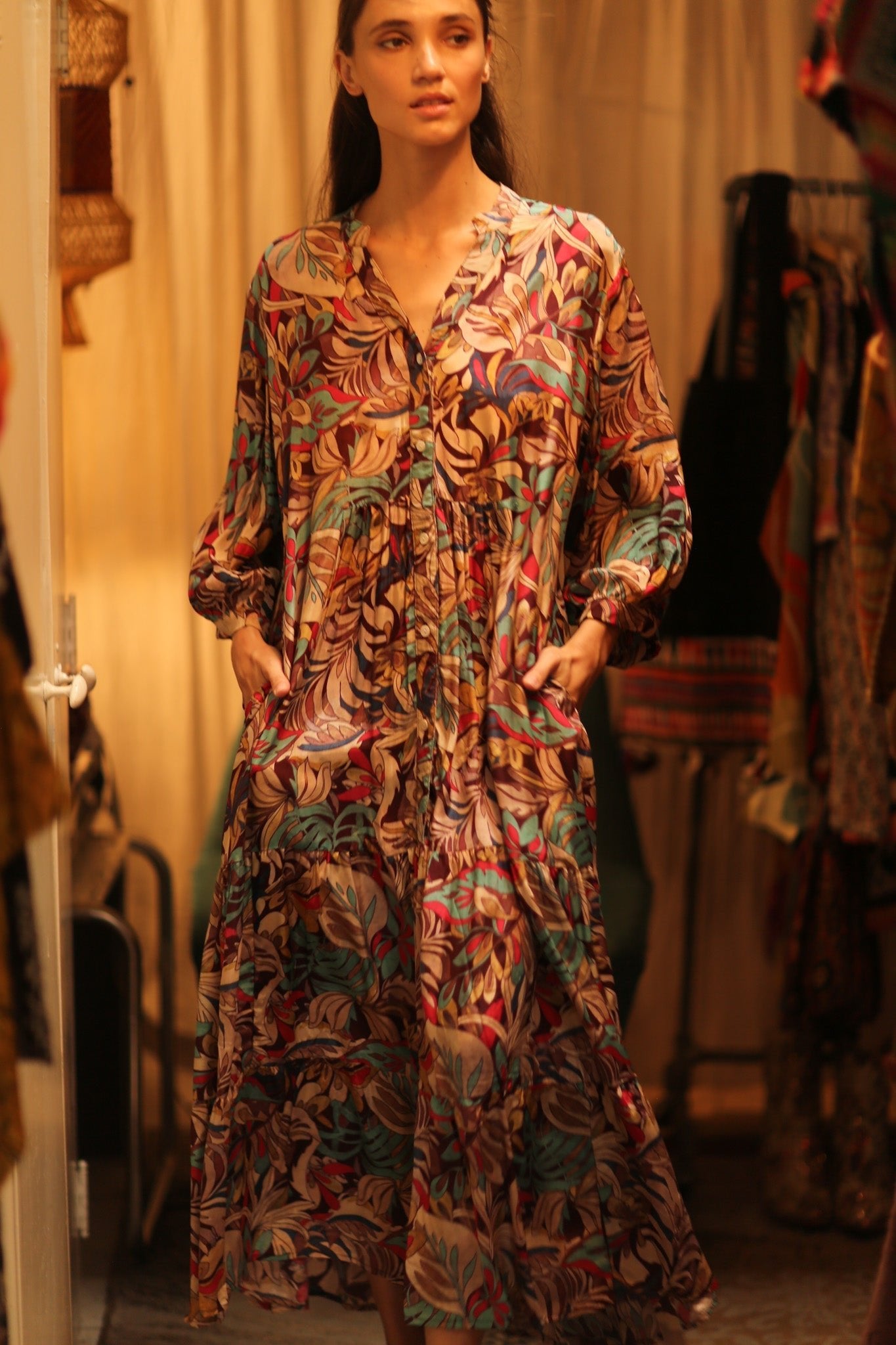 SILK DRESS SUSIE BROWN JUNGLE FEVER - MOMO STUDIO BERLIN - Berlin Concept Store - sustainable & ethical fashion