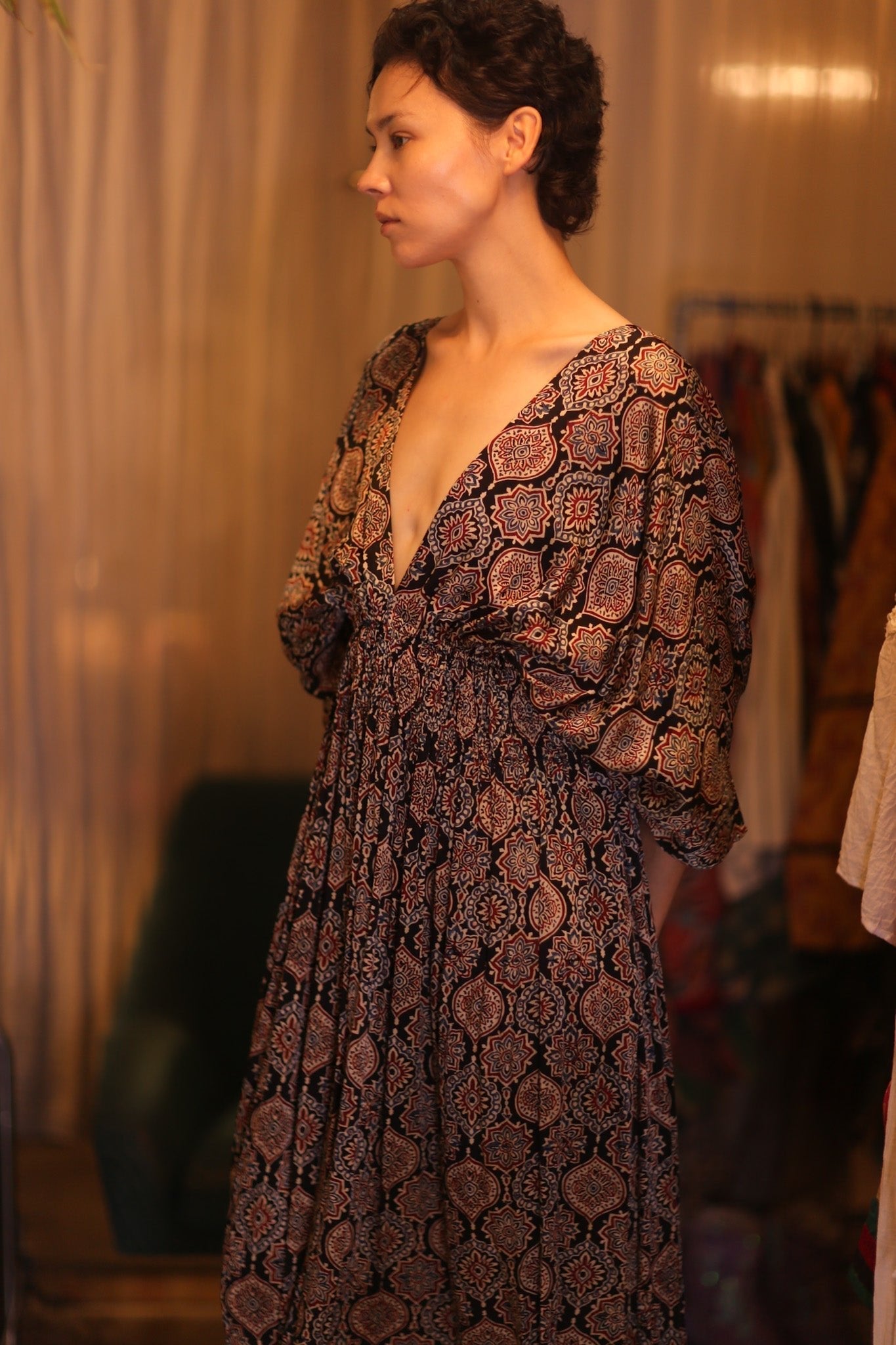 SILK DRESS ZURI VIVI - sustainably made MOMO NEW YORK sustainable clothing, Boho Chic Dress slow fashion