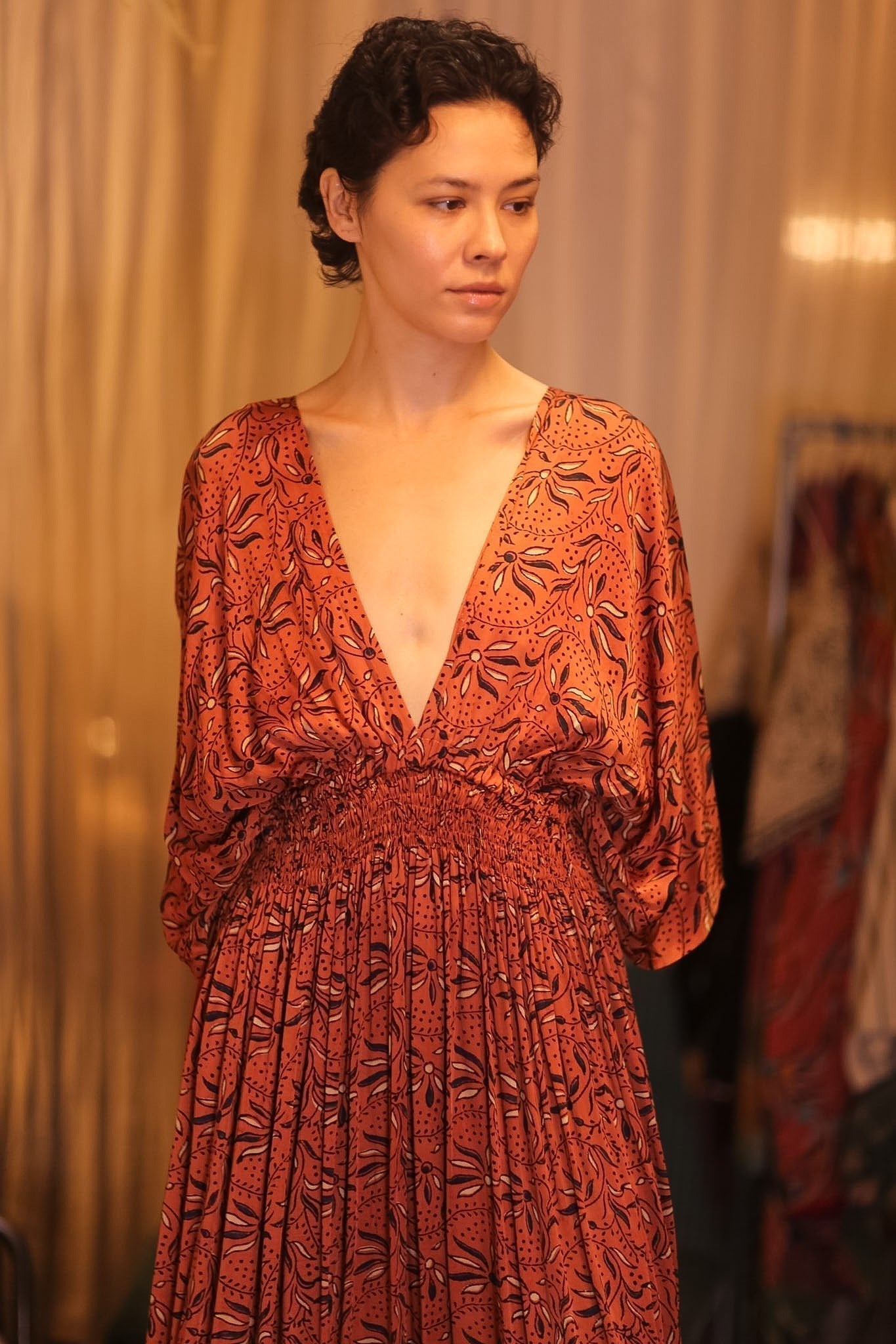 SILK DRESS ZURI YOZO - sustainably made MOMO NEW YORK sustainable clothing, Boho Chic Dress slow fashion