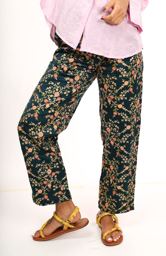 SILK EMBROIDERED PANTS ELOISE - MOMO STUDIO BERLIN - Berlin Concept Store - sustainable & ethical fashion