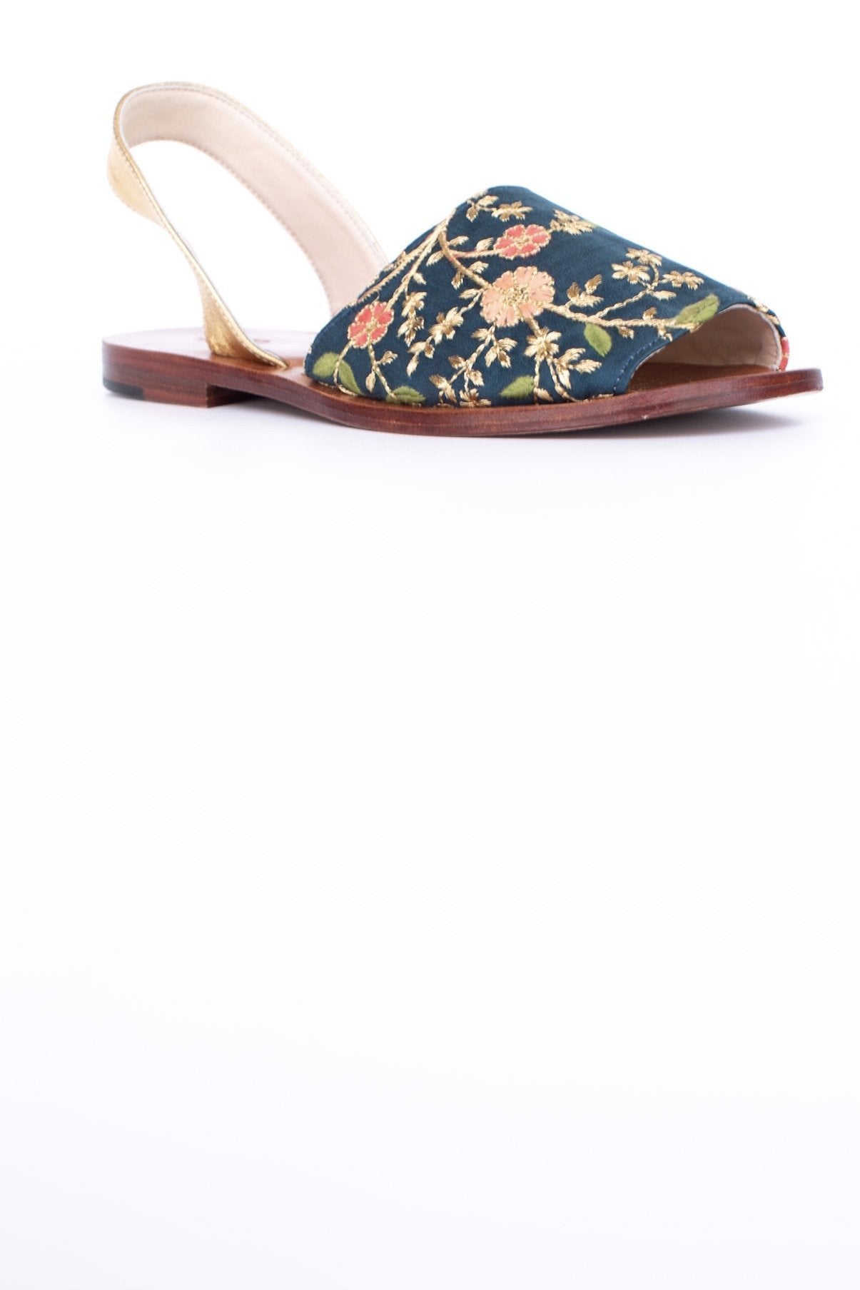 SILK EMBROIDERED TURQUOISE GOLD SANDALS DESSA - MOMO STUDIO BERLIN - Berlin Concept Store - sustainable & ethical fashion