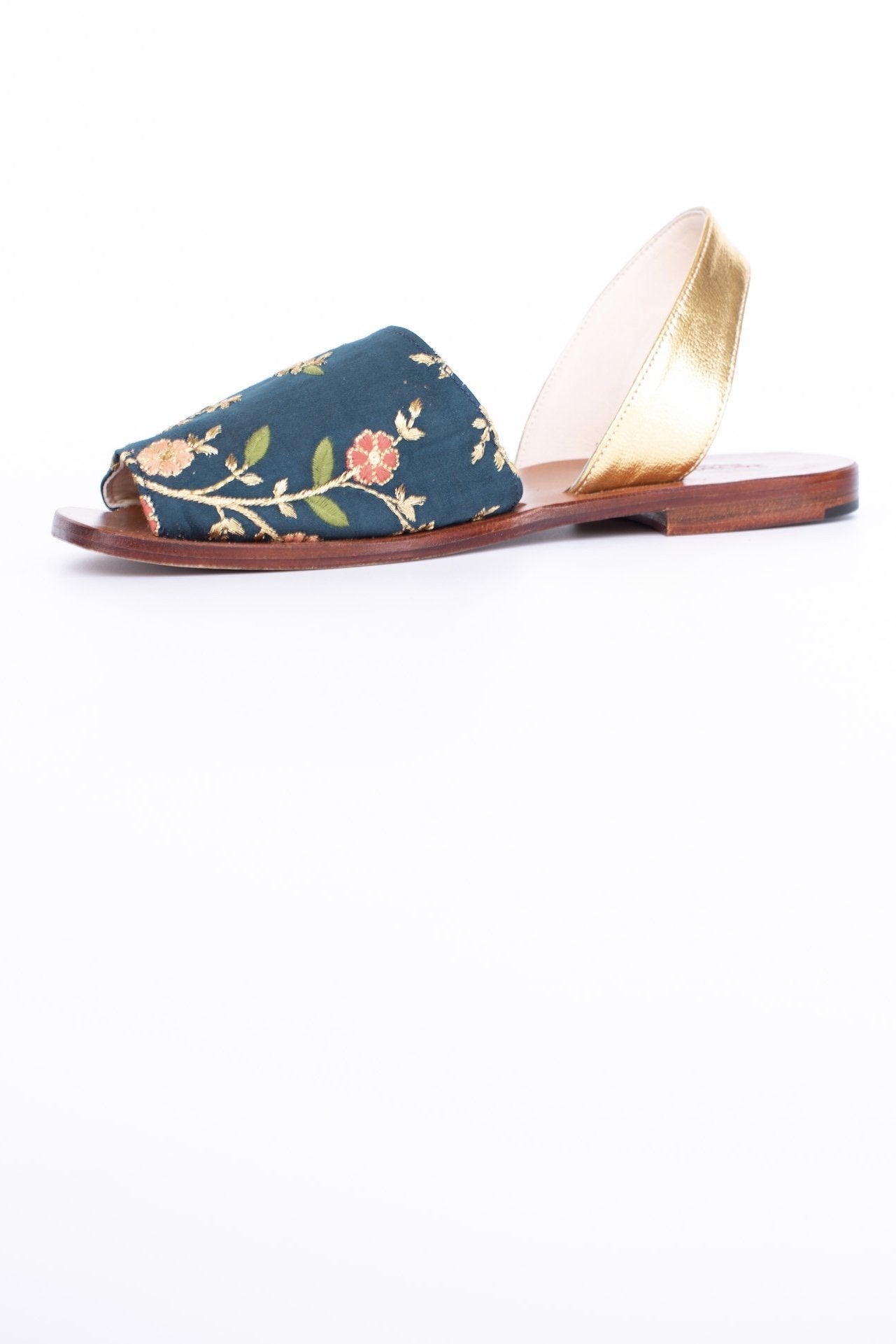 SILK EMBROIDERED TURQUOISE GOLD SANDALS DESSA - MOMO STUDIO BERLIN - Berlin Concept Store - sustainable & ethical fashion