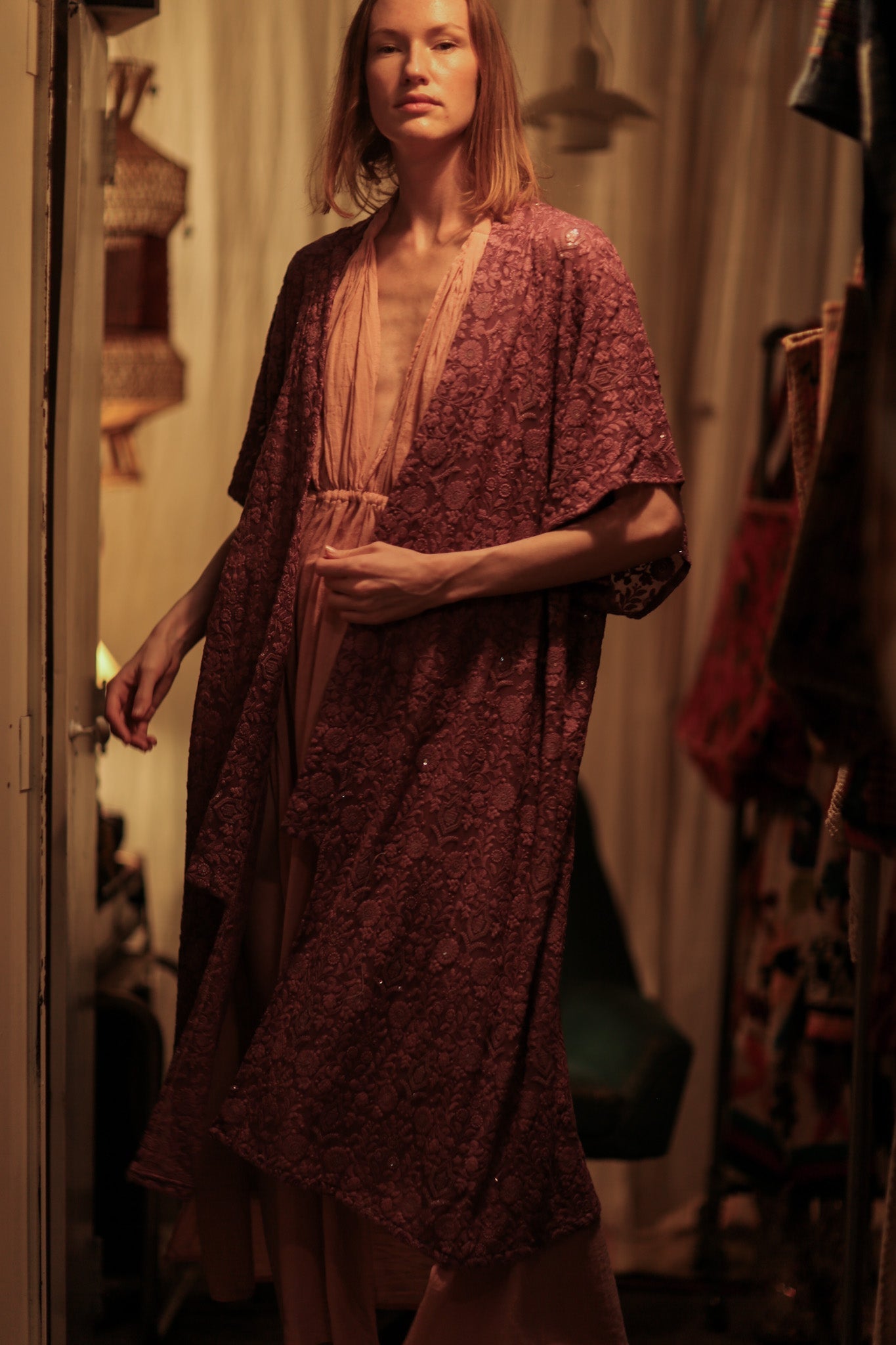 SILK FLORINE LITTLE FLOWERS EMBROIDERED KIMONO - MOMO STUDIO BERLIN - Berlin Concept Store - sustainable & ethical fashion