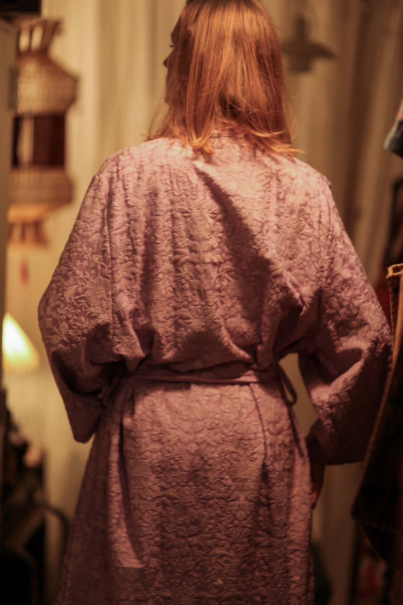 SILK FLORINE LITTLE FLOWERS EMBROIDERED KIMONO LILAC - MOMO STUDIO BERLIN - Berlin Concept Store - sustainable & ethical fashion