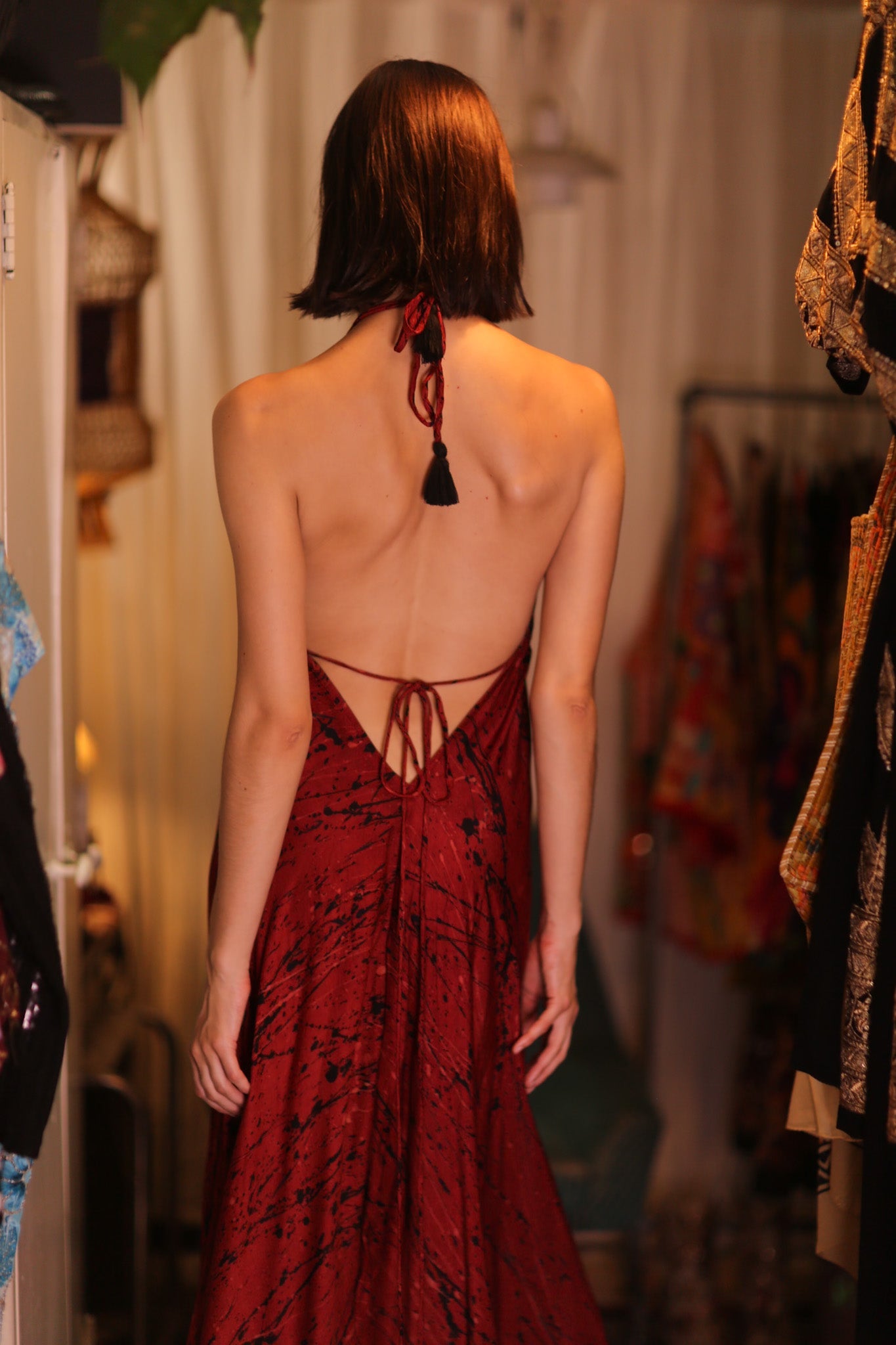SILK HAND BLOCK PRINT DRESS HANNAH RED ARTIST - MOMO STUDIO BERLIN - Berlin Concept Store - sustainable & ethical fashion