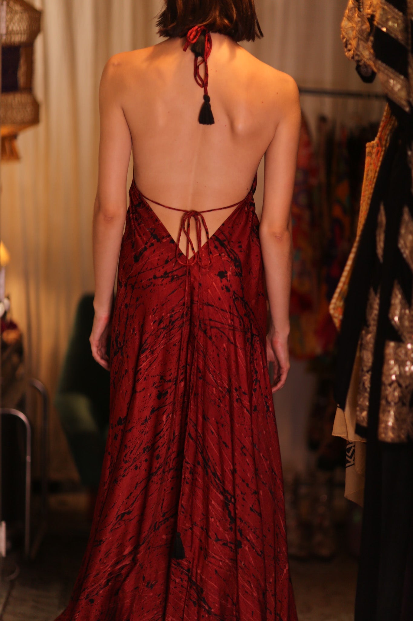 SILK HAND BLOCK PRINT DRESS HANNAH RED ARTIST - MOMO STUDIO BERLIN - Berlin Concept Store - sustainable & ethical fashion