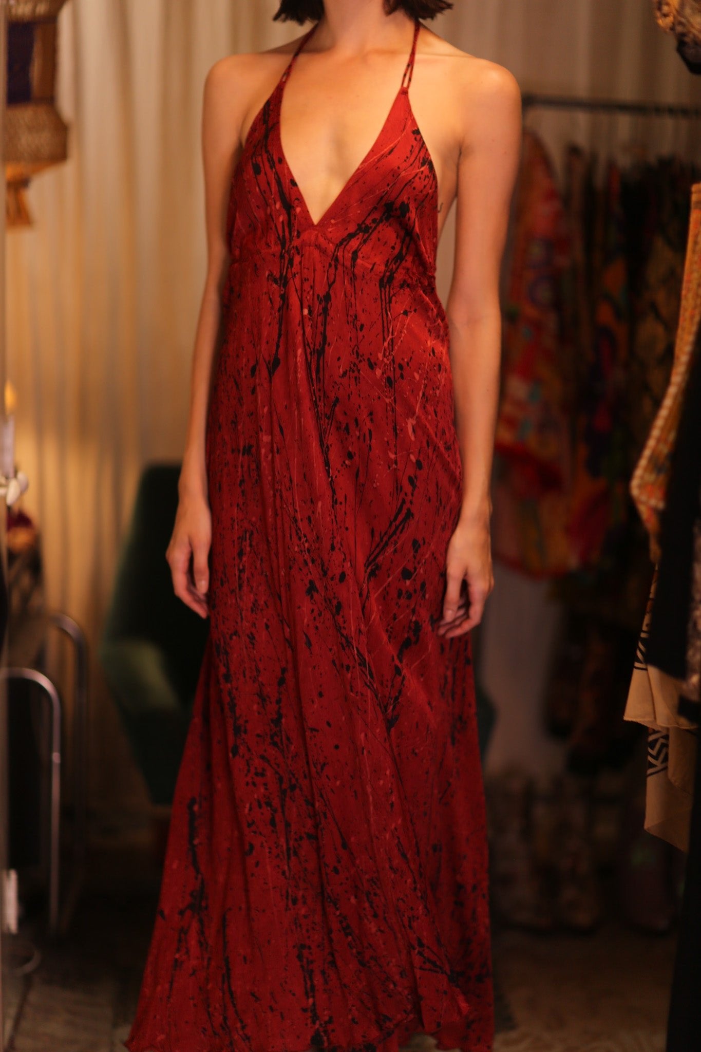 SILK HAND BLOCK PRINT DRESS HANNAH RED ARTIST - MOMO STUDIO BERLIN - Berlin Concept Store - sustainable & ethical fashion