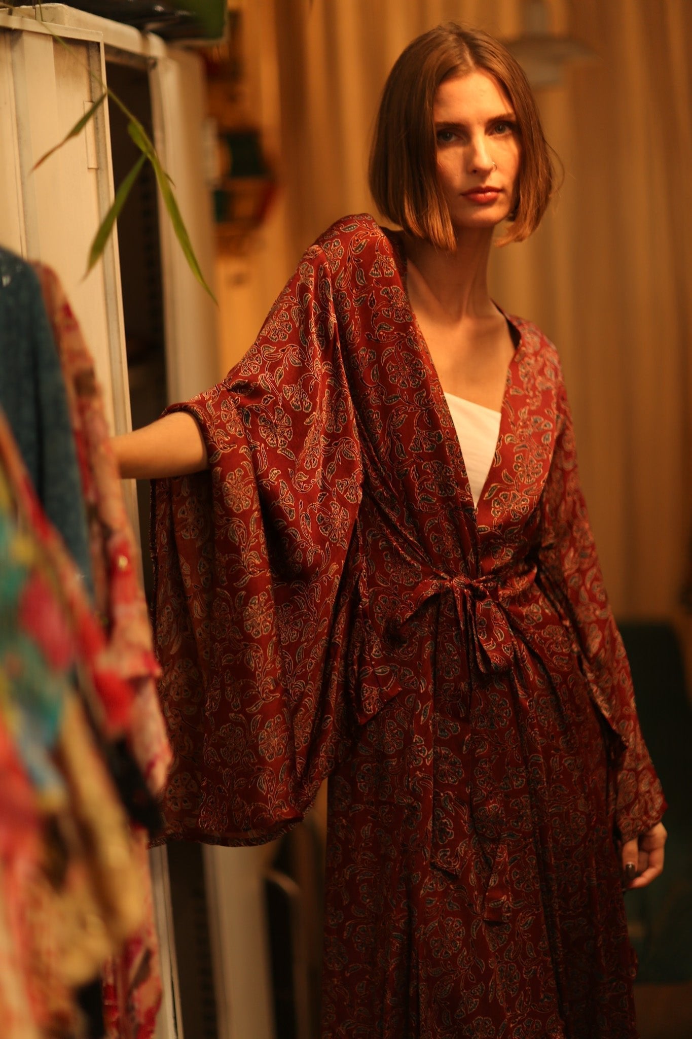 SILK HAND BLOCK PRINT KIMONO PINA BOENZA - MOMO STUDIO BERLIN - Berlin Concept Store - sustainable & ethical fashion