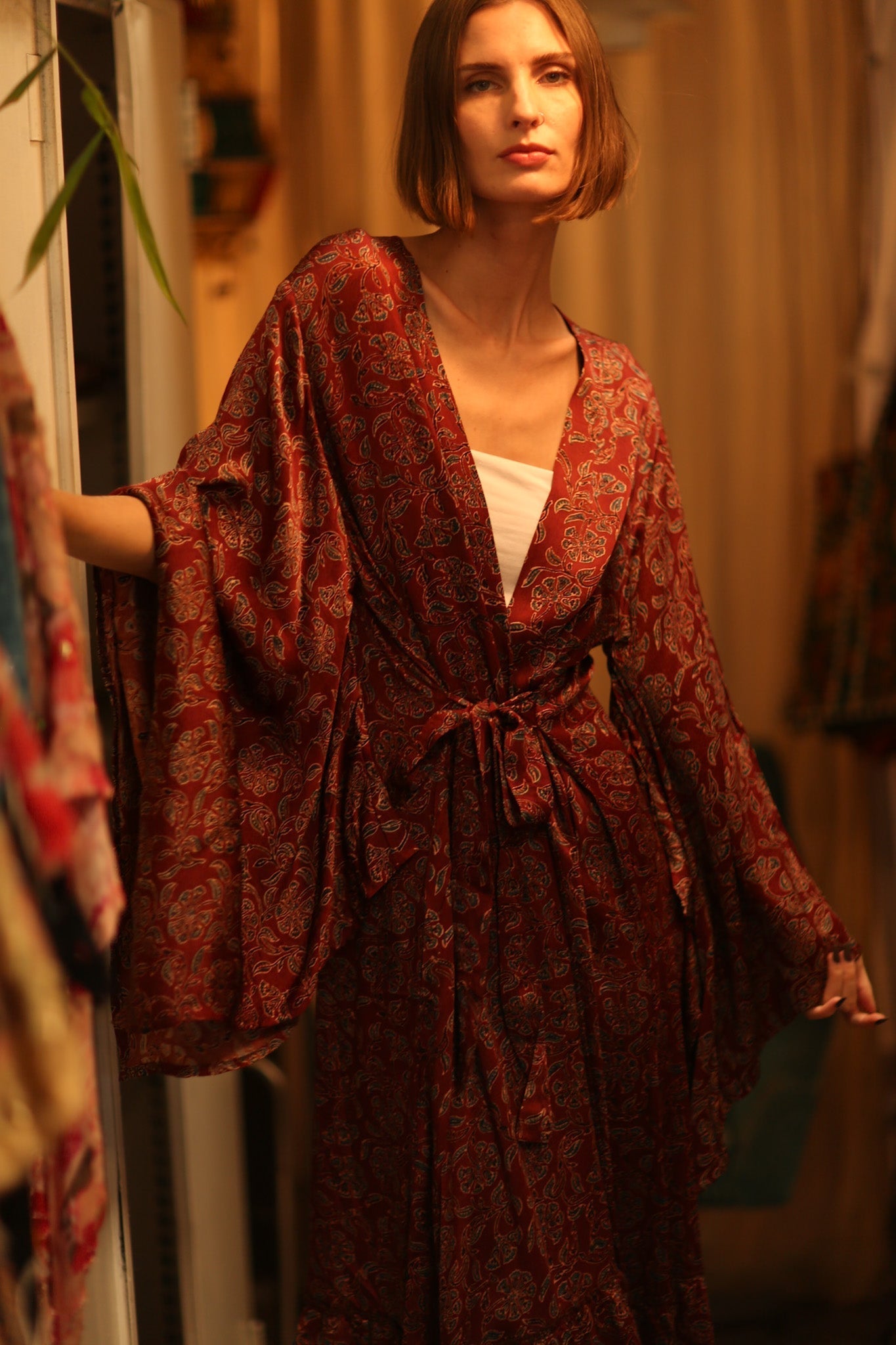 SILK HAND BLOCK PRINT KIMONO PINA BOENZA - MOMO STUDIO BERLIN - Berlin Concept Store - sustainable & ethical fashion