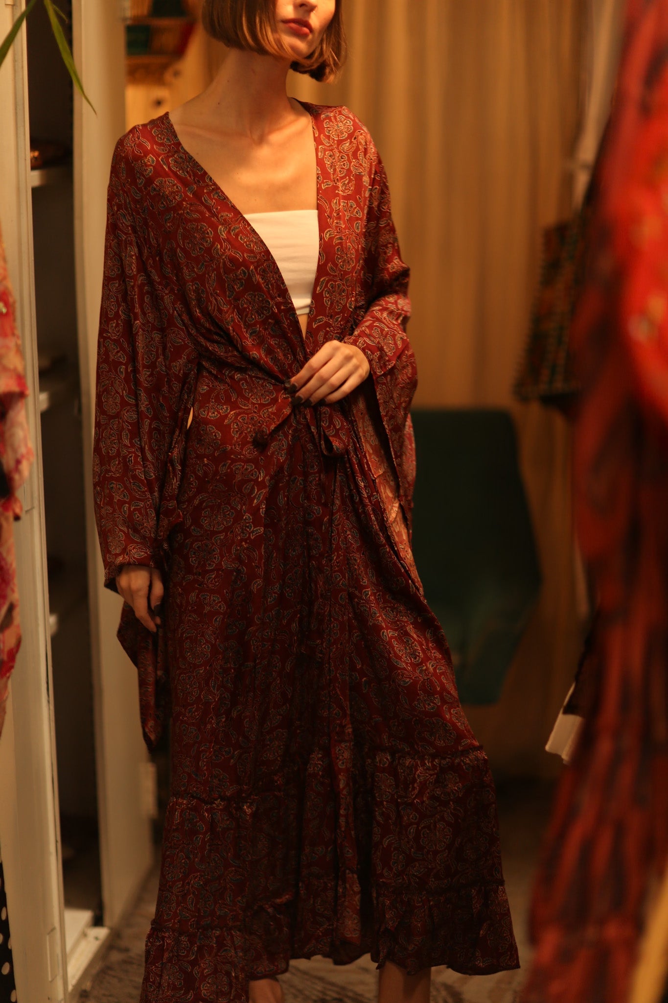 SILK HAND BLOCK PRINT KIMONO PINA BOENZA - MOMO STUDIO BERLIN - Berlin Concept Store - sustainable & ethical fashion