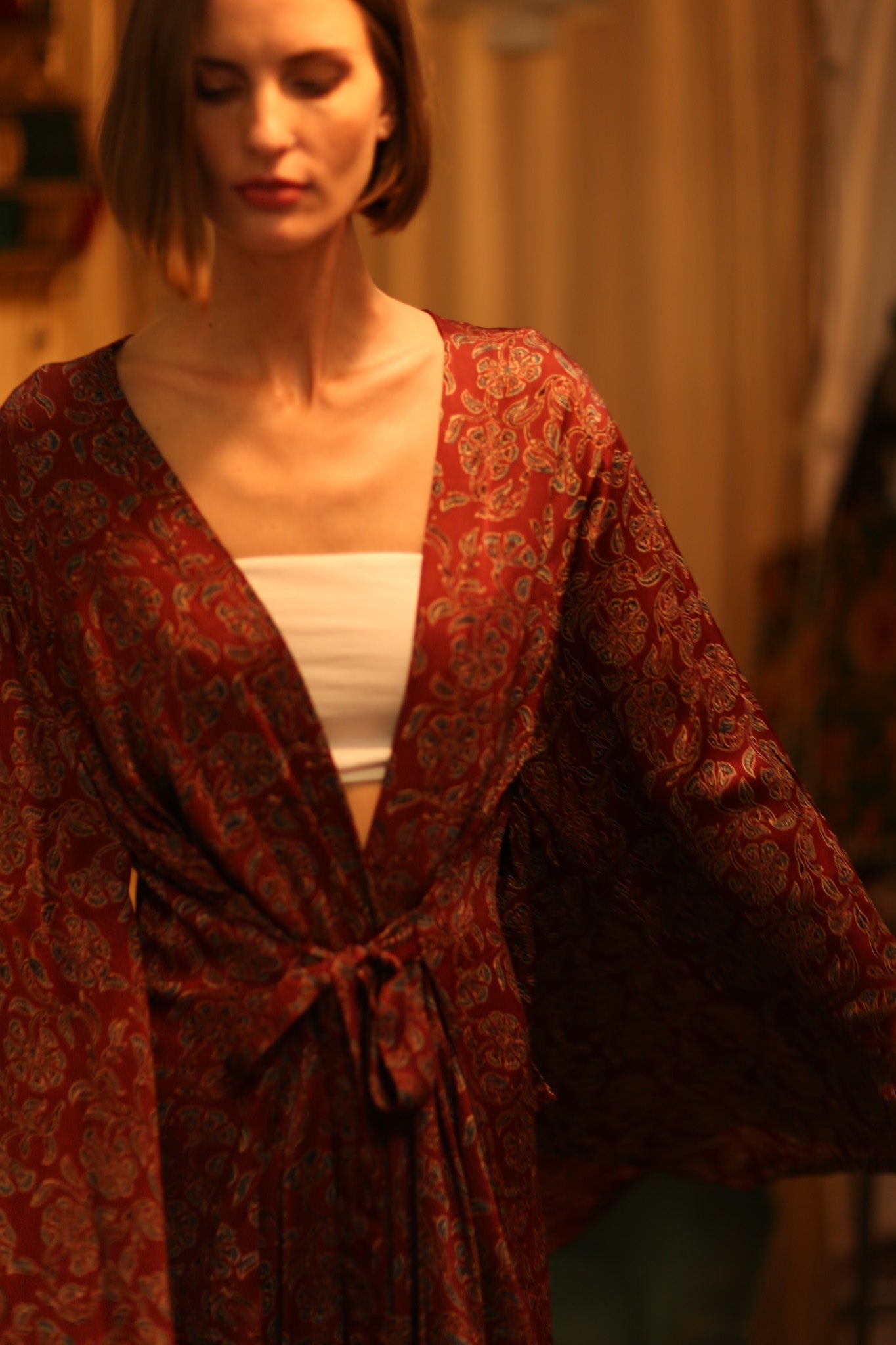 SILK HAND BLOCK PRINT KIMONO PINA BOENZA - MOMO STUDIO BERLIN - Berlin Concept Store - sustainable & ethical fashion