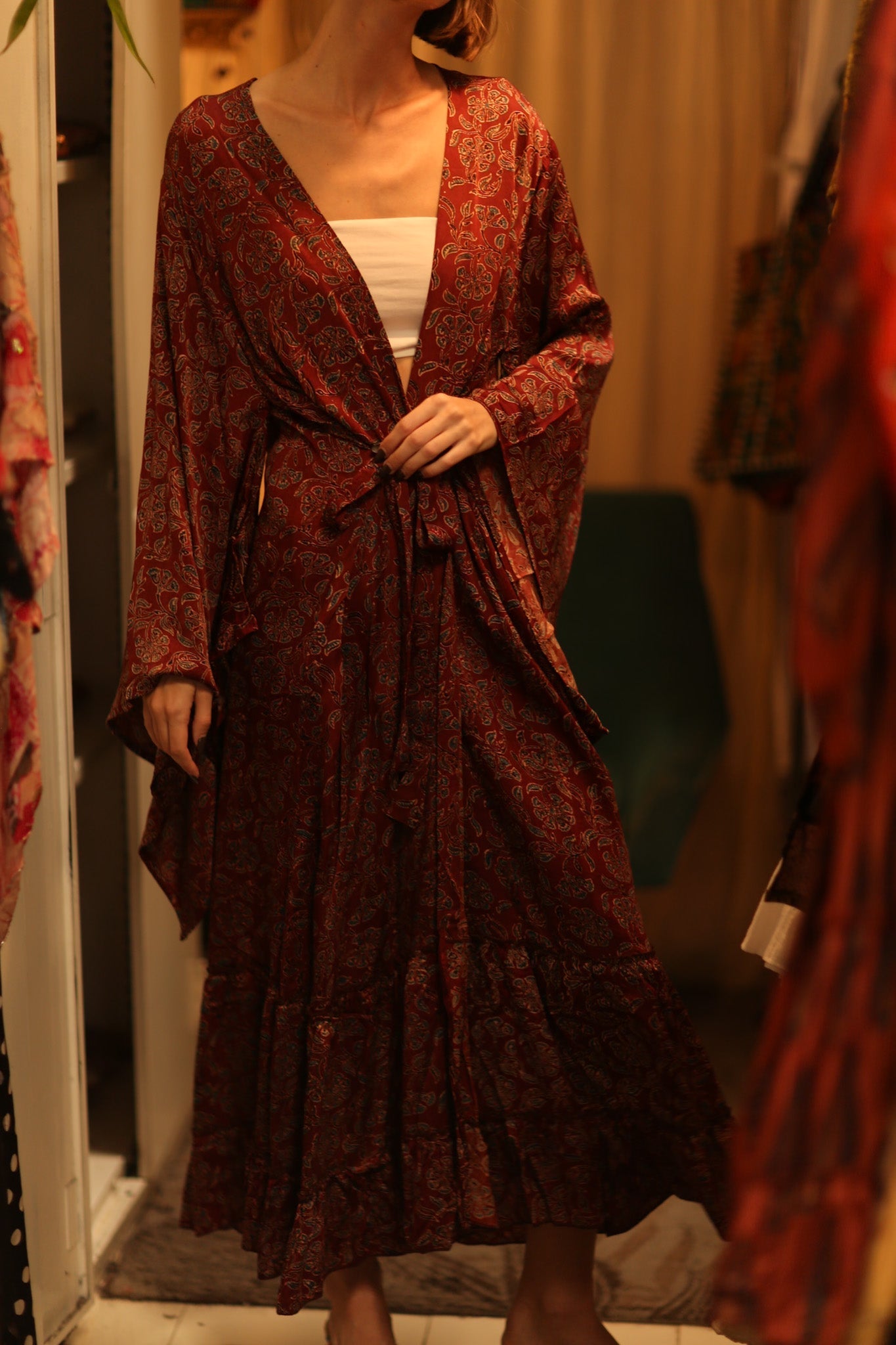 SILK HAND BLOCK PRINT KIMONO PINA BOENZA - MOMO STUDIO BERLIN - Berlin Concept Store - sustainable & ethical fashion