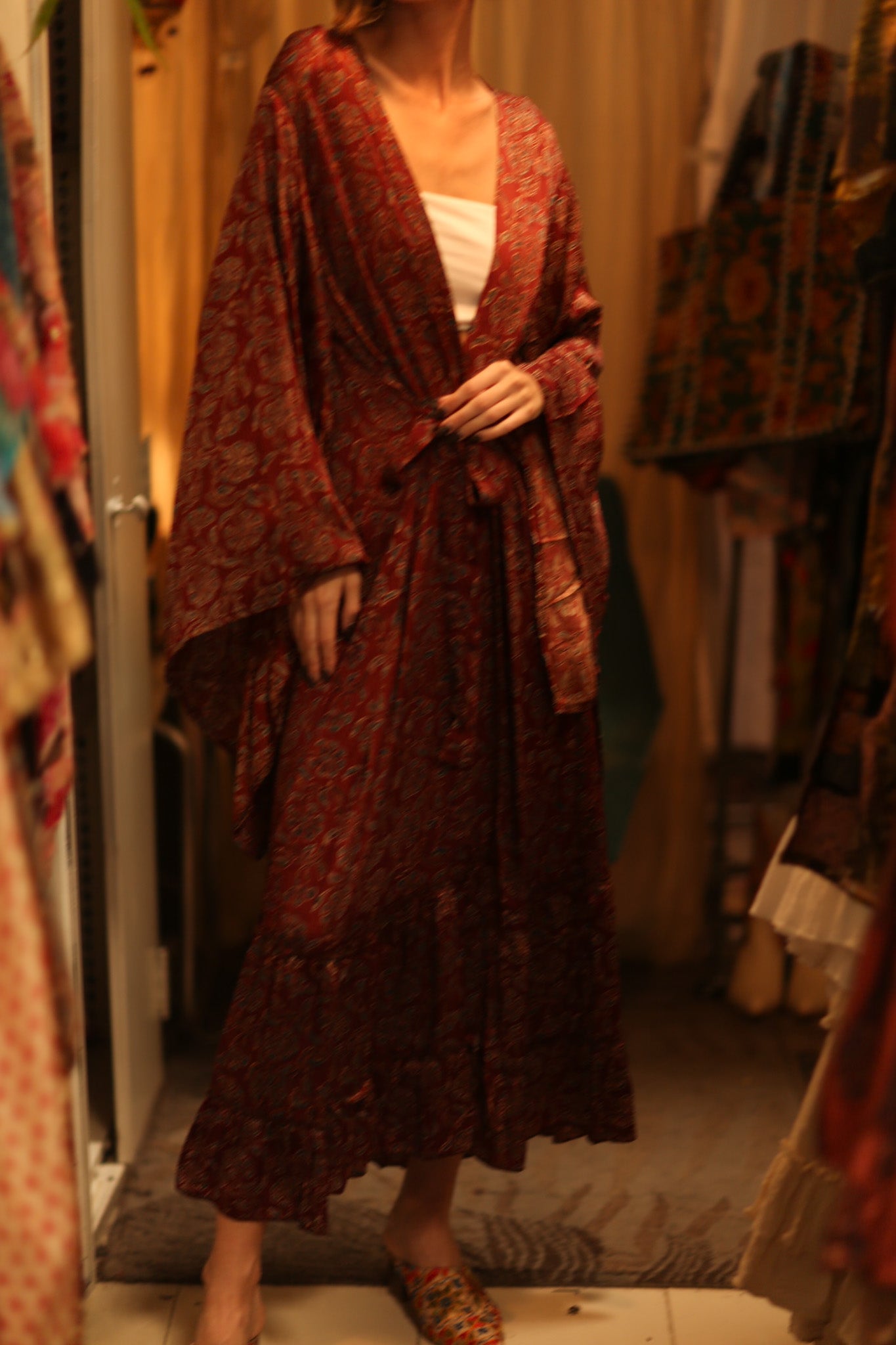 SILK HAND BLOCK PRINT KIMONO PINA BOENZA - MOMO STUDIO BERLIN - Berlin Concept Store - sustainable & ethical fashion