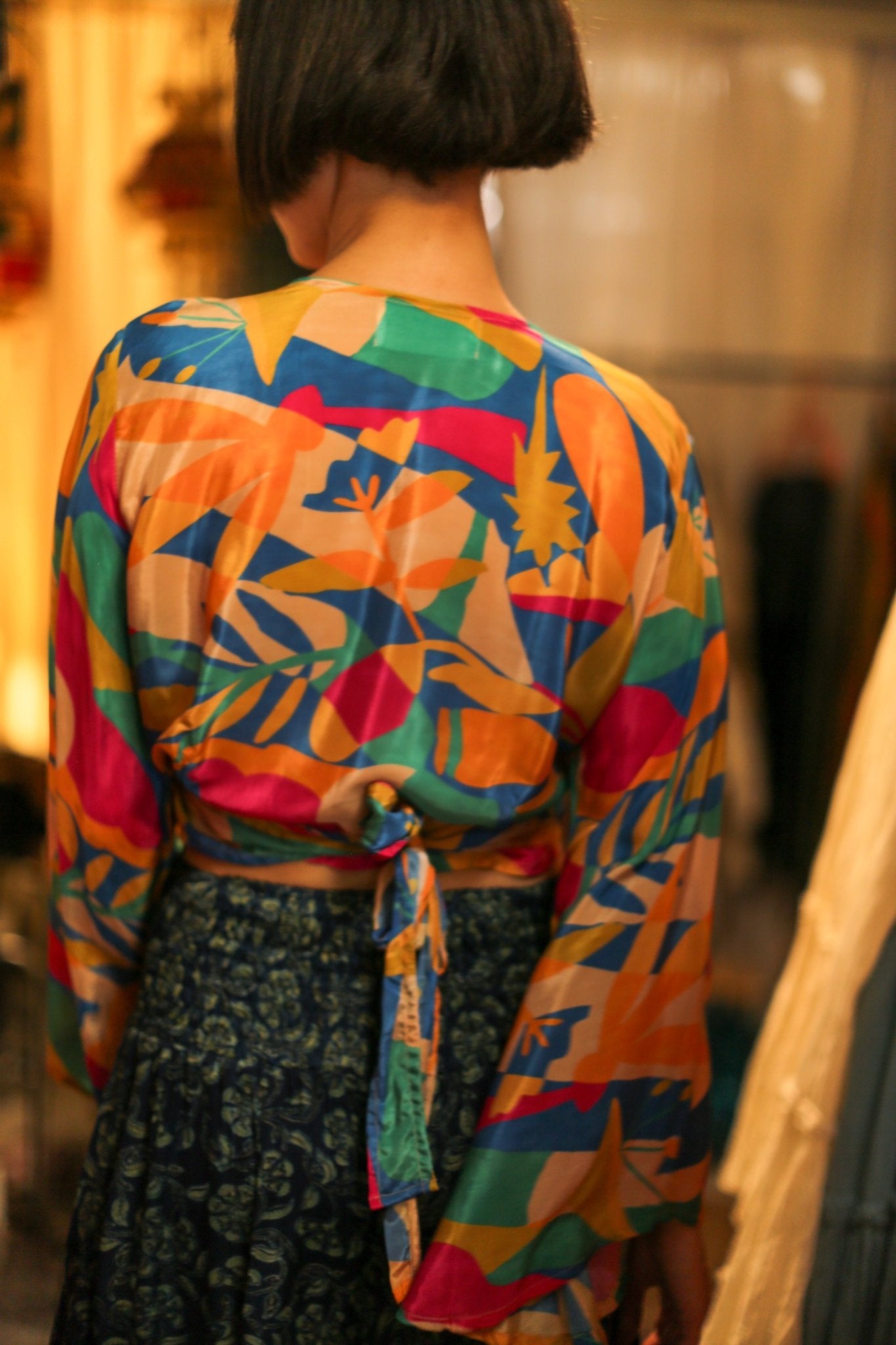 SILK HAND BLOCK PRINT WRAP TOP CELINA - MOMO STUDIO BERLIN - Berlin Concept Store - sustainable & ethical fashion