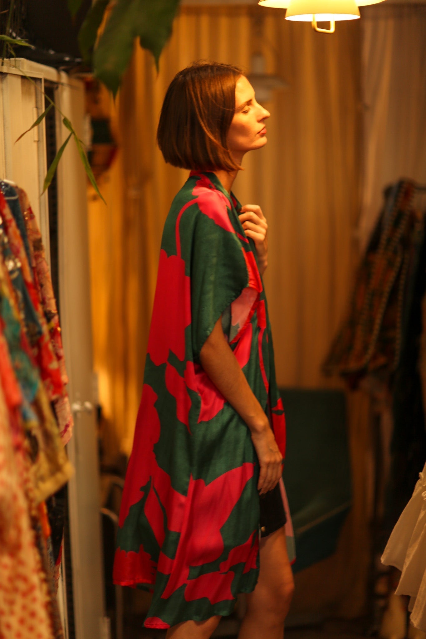 SILK KIMONO GREEN AND PINK - MOMO STUDIO BERLIN - Berlin Concept Store - sustainable & ethical fashion