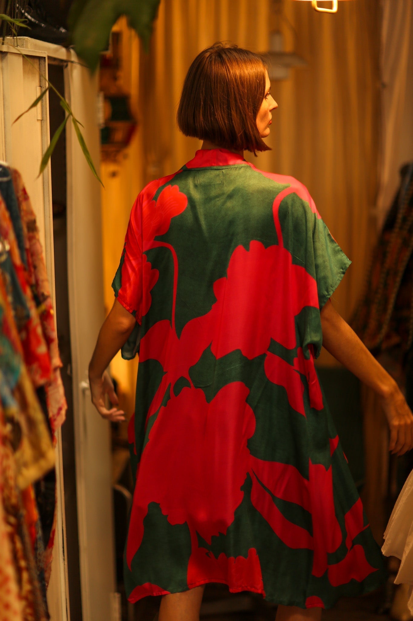 SILK KIMONO GREEN AND PINK - MOMO STUDIO BERLIN - Berlin Concept Store - sustainable & ethical fashion