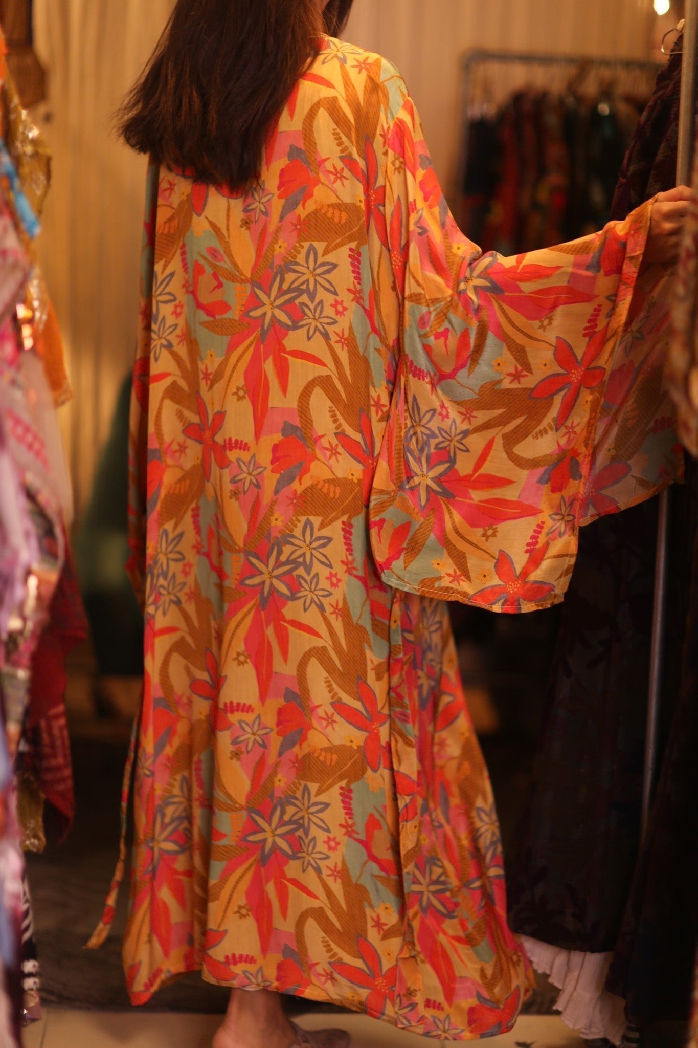 SILK KIMONO PINA ORANGE LEAF - MOMO STUDIO BERLIN - Berlin Concept Store - sustainable & ethical fashion