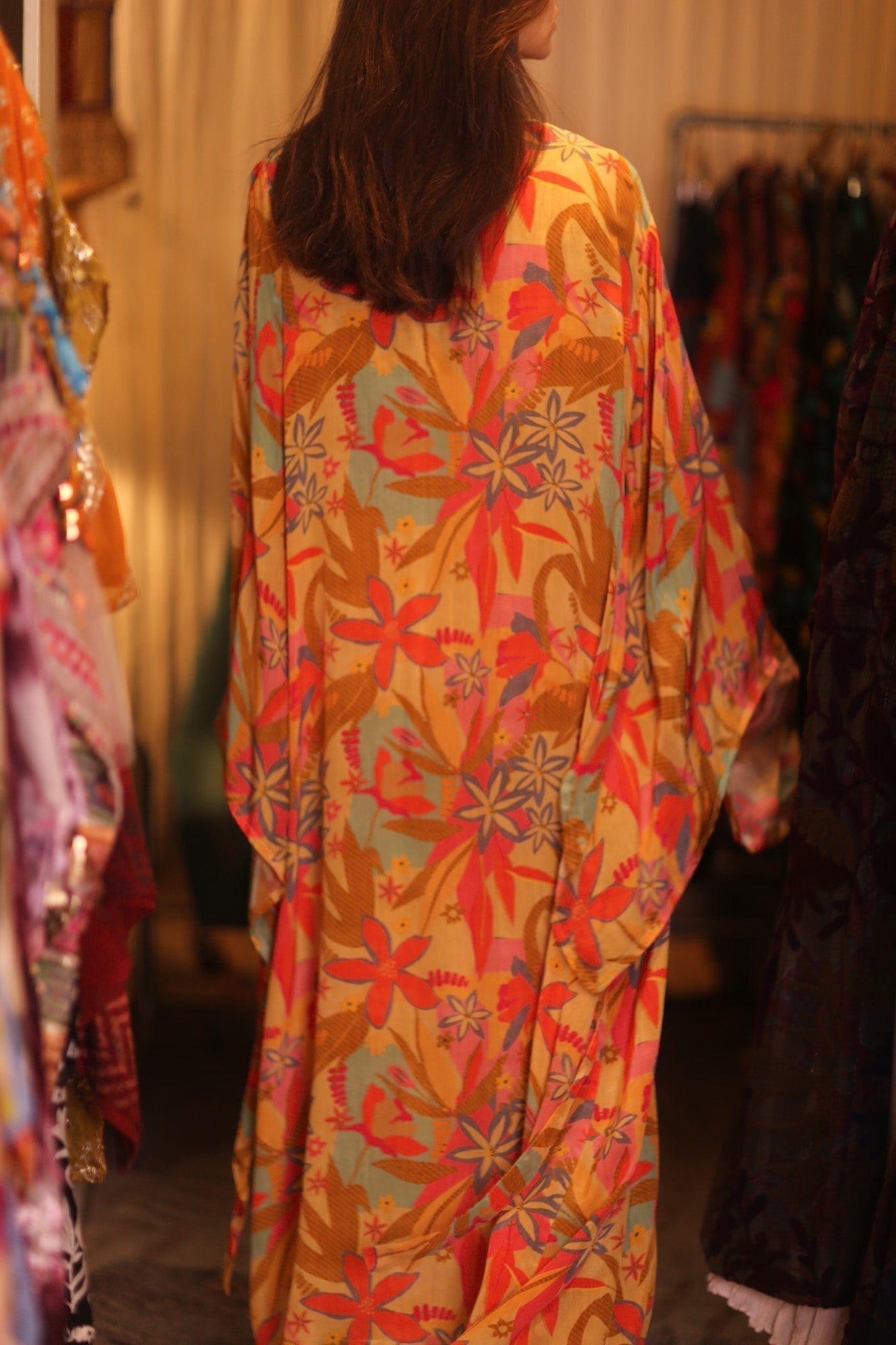 SILK KIMONO PINA ORANGE LEAF - MOMO STUDIO BERLIN - Berlin Concept Store - sustainable & ethical fashion