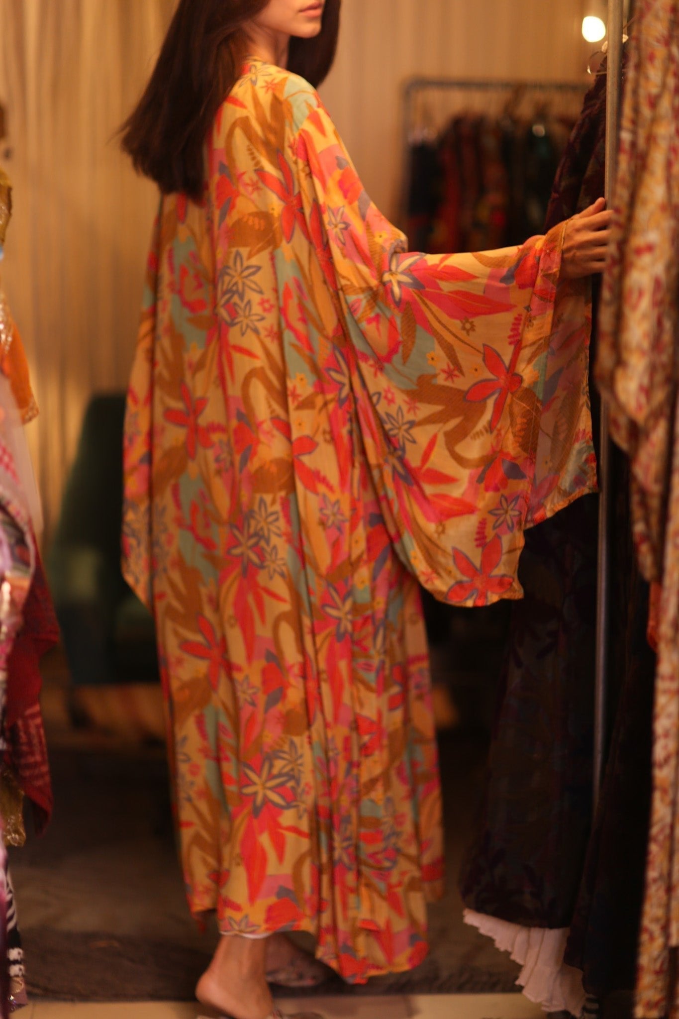 SILK KIMONO PINA ORANGE LEAF - MOMO STUDIO BERLIN - Berlin Concept Store - sustainable & ethical fashion
