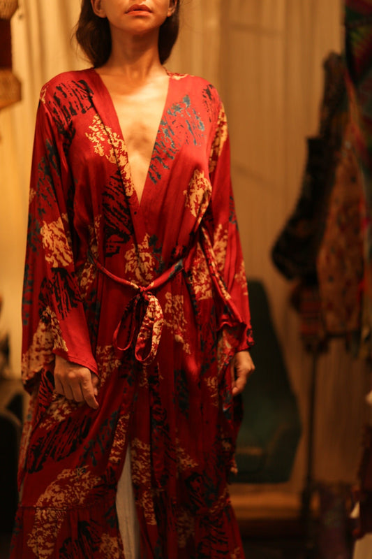 SILK KIMONO PINA RED JEAN - MOMO STUDIO BERLIN - Berlin Concept Store - sustainable & ethical fashion