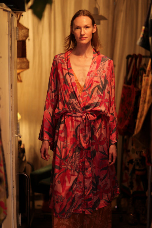 SILK KIMONO PINK JUNGLE - MOMO STUDIO BERLIN - Berlin Concept Store - sustainable & ethical fashion
