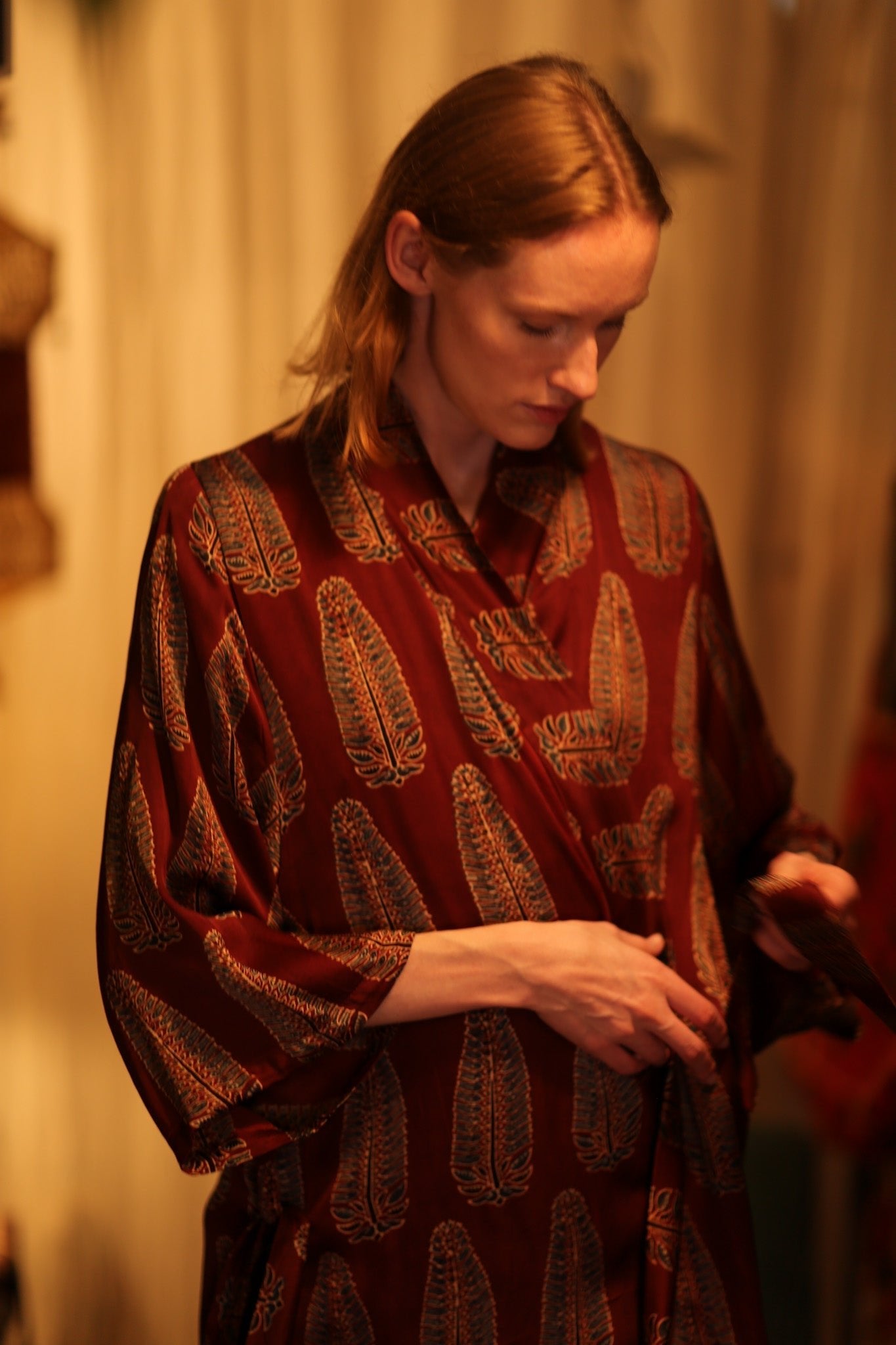 SILK KIMONO RED FEATHER - MOMO STUDIO BERLIN - Berlin Concept Store - sustainable & ethical fashion