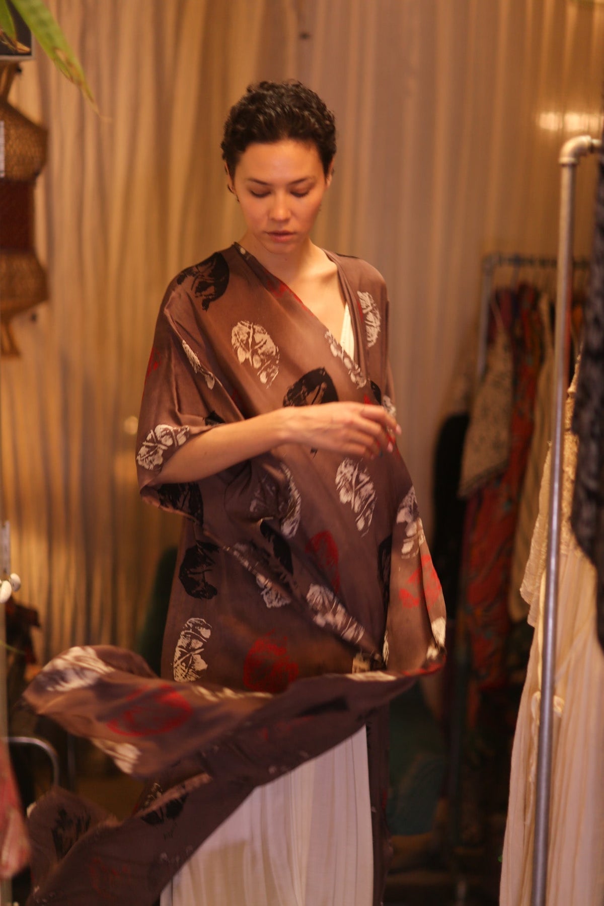 SILK LONG KIMONO WITH BELT NIKO - MOMO STUDIO BERLIN - Berlin Concept Store - sustainable & ethical fashion